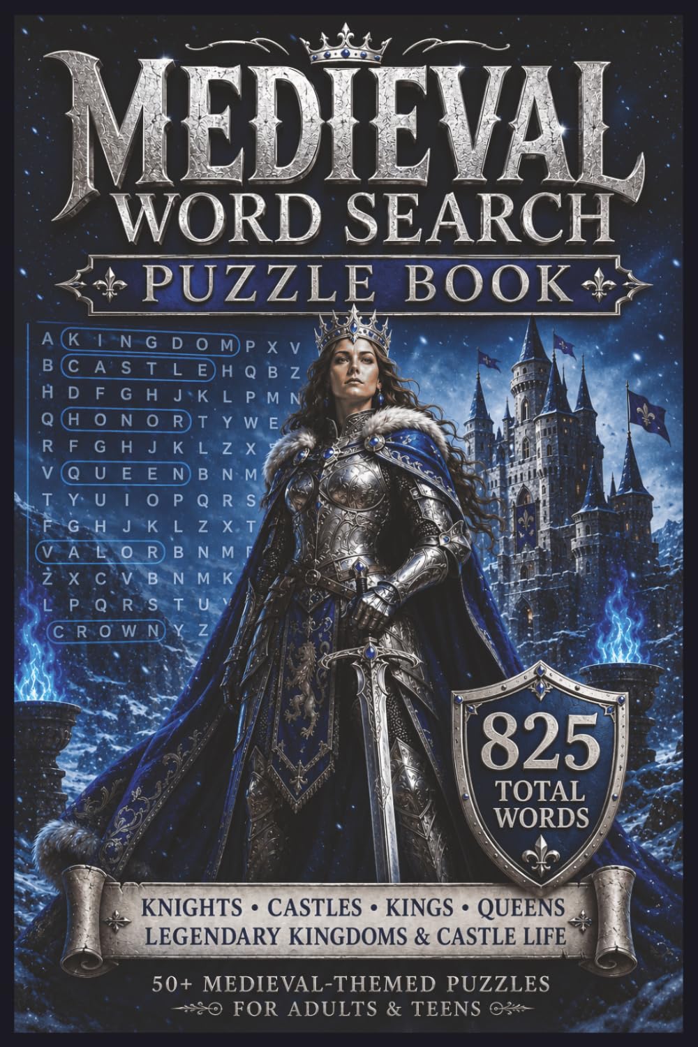 Medieval Word Search Puzzle Book for Adults: Large Print Medieval Fantasy Word Finds Featuring Knights, Dragons, Castles, Kings, Weapons, Legends, and Ancient Realm Vocabulary