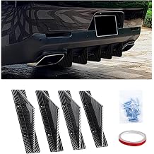 Augeny 4PCS Car Rear Lower Bumper Wing Lip Diffuser, Anti-Crash Straight Auto Shark Fin Spoiler Protector with Screws, Universal Rear Bumper Lip Diffuser Kit for Car SUV Truck Straight/Carbon Fiber