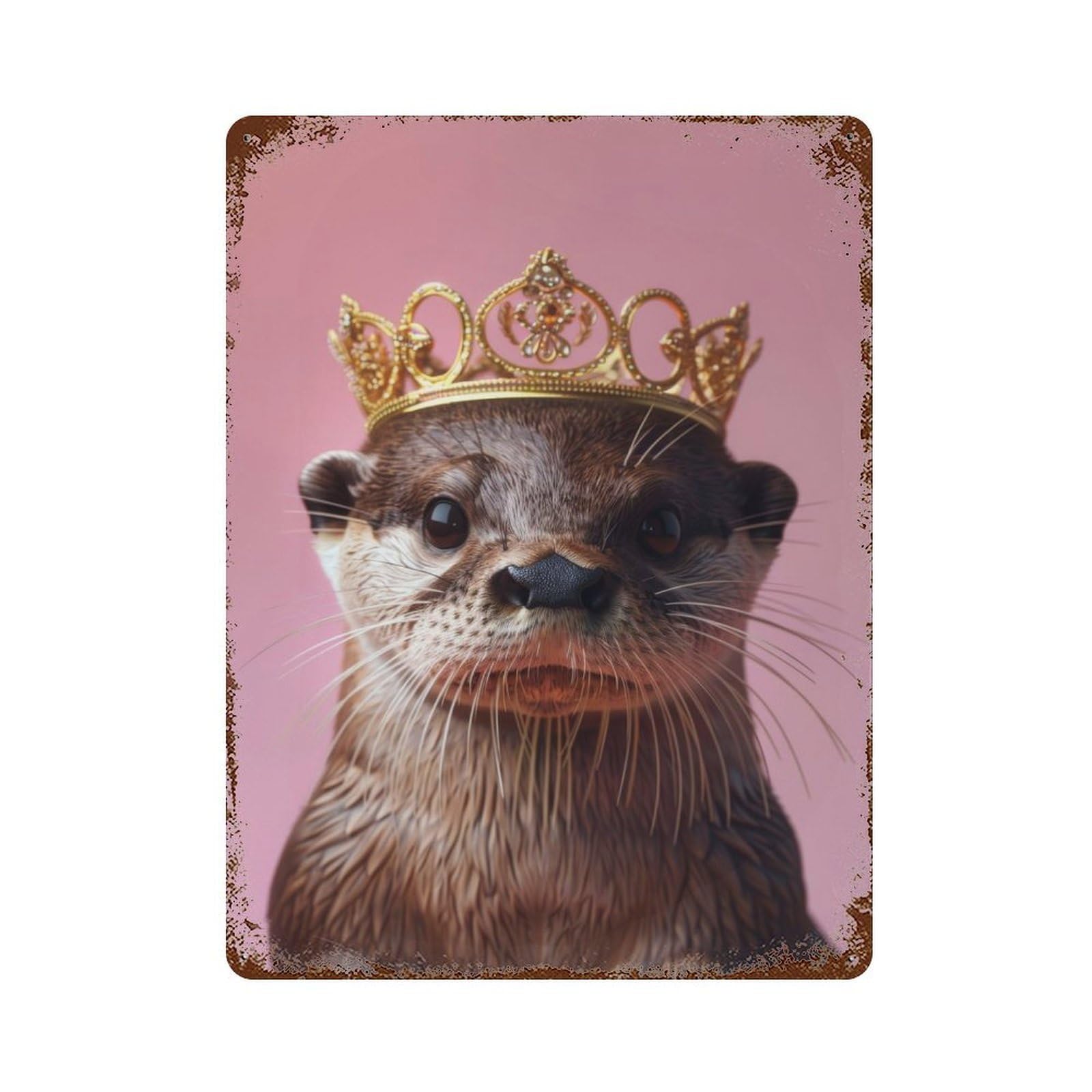 Rust Effect Otter King Rusty Metal Tin Sign 15.7"x11.8", Farmhouse Wall Decor for Shed, Workshop And Garage Wall Decor