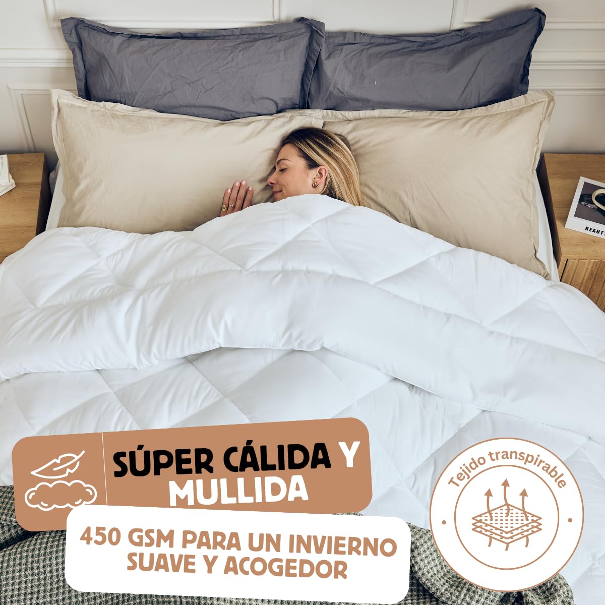 DREAMWAY Edredón Nórdico de Invierno 200x200 cm - Relleno 450 g/m²