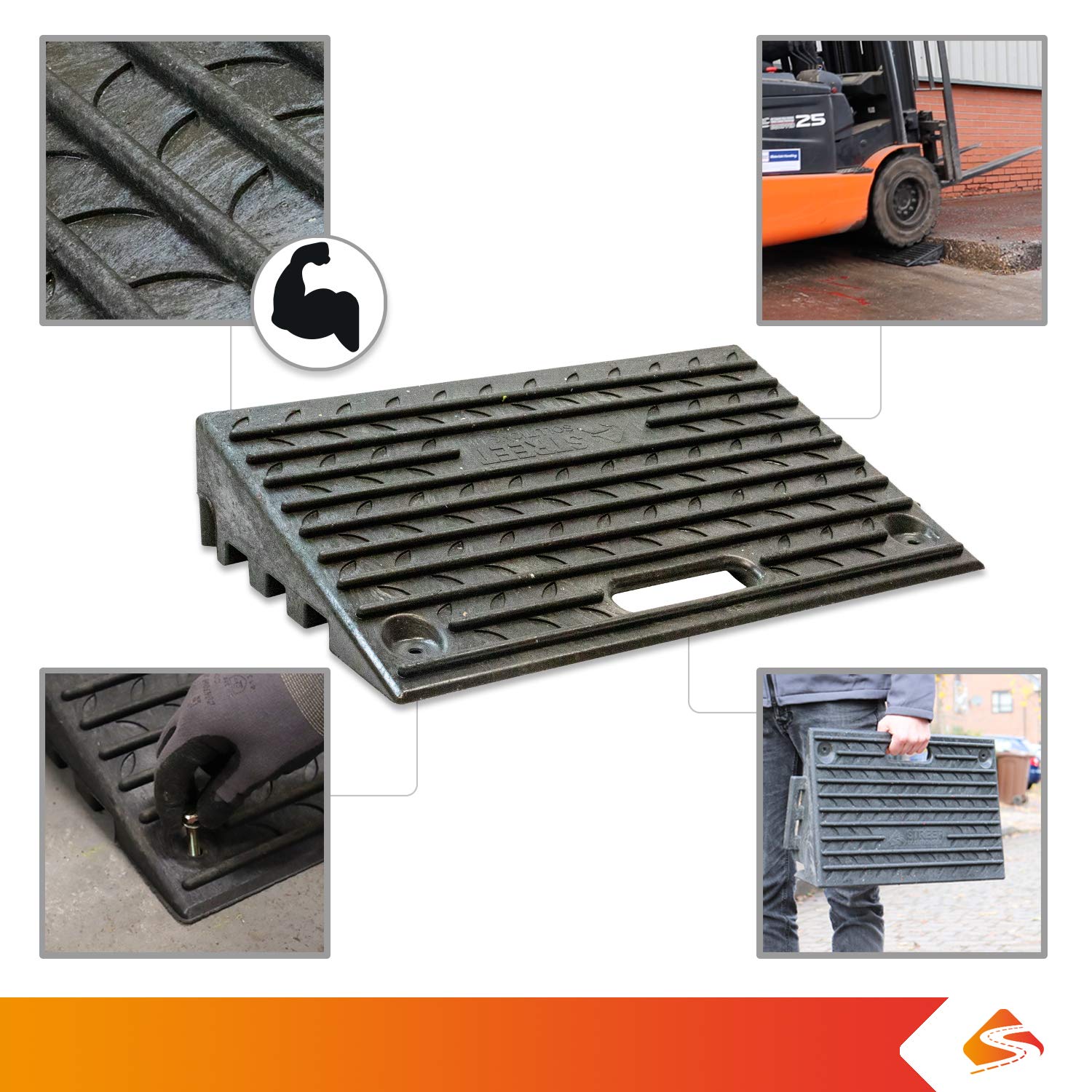 Buy 4" Inch Driveway Curb Ramp, Heavy Duty Rubber Ramps Perfect for