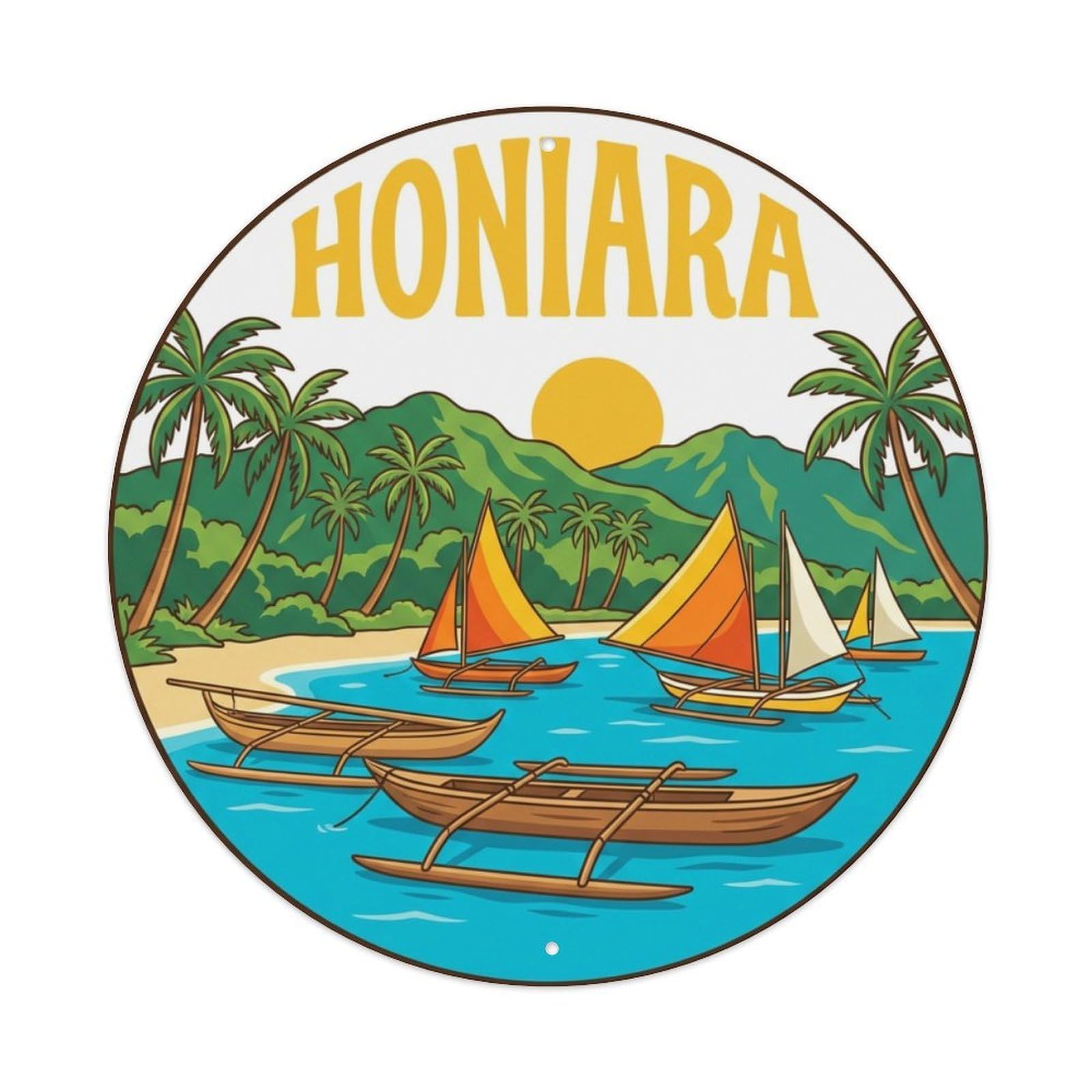Retro Travel Solomon Islands Honiara Metal Tin Sign