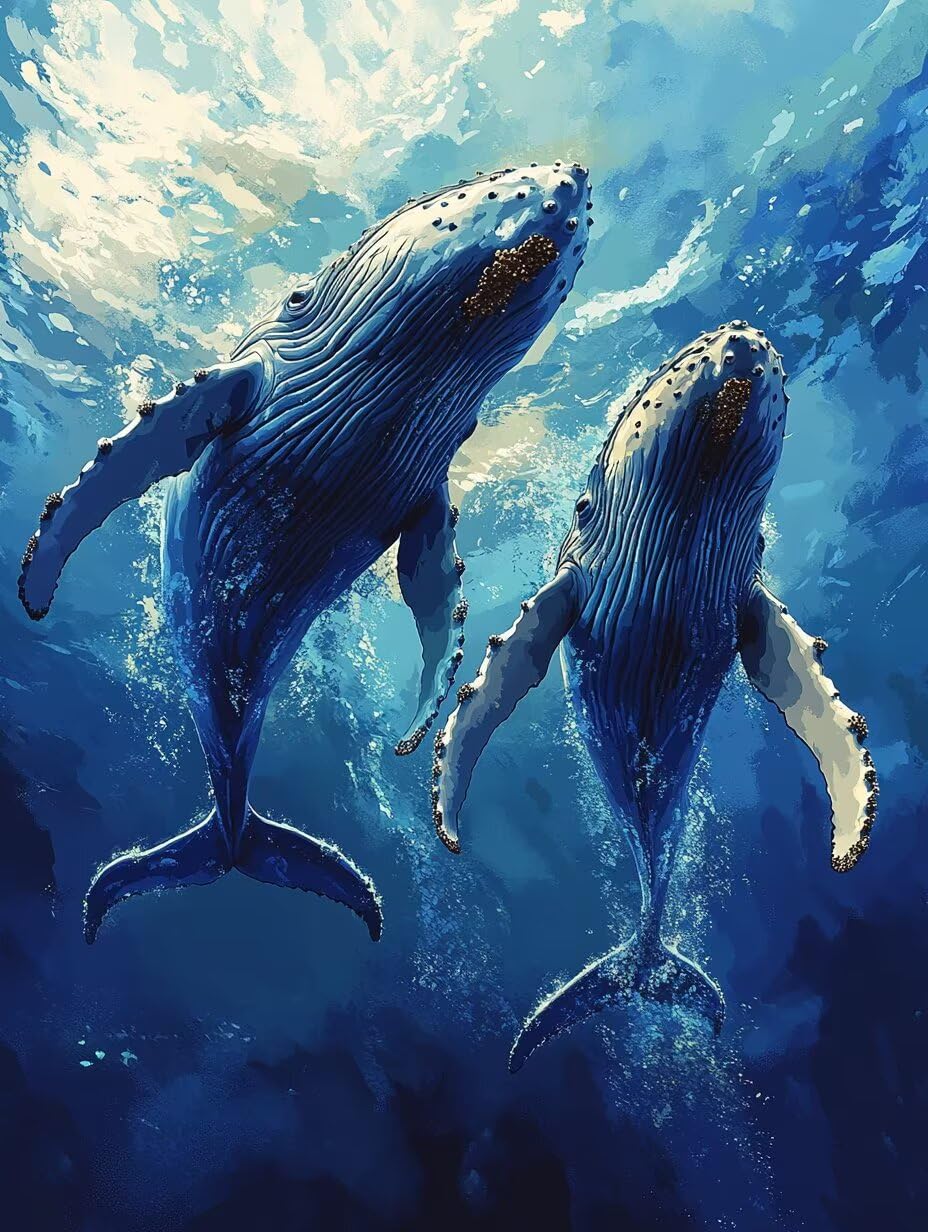 Diamond Painting Kit Whale Pintura Diamante Animal, Punto De Cruz Diamante 5D Cuadro Diamantes DIY Full Drill Cuadrado Strass Ricamo Diamond Art Paintings per Decorazioni Casa Pareti 70x100cm Q-42522