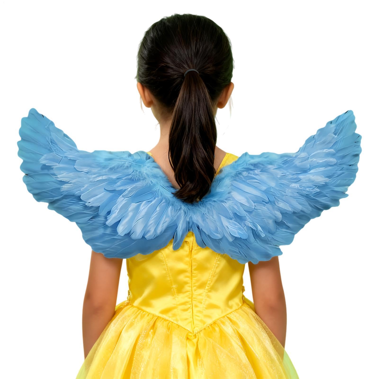 Blue Wings Costume, 31.5×15.8 inch Kids Cosplay Angel Wings, Fantasic Costumes Props Decoration for Sparking/Rain Bow Dash/Bird/Fairy Party Dress Up