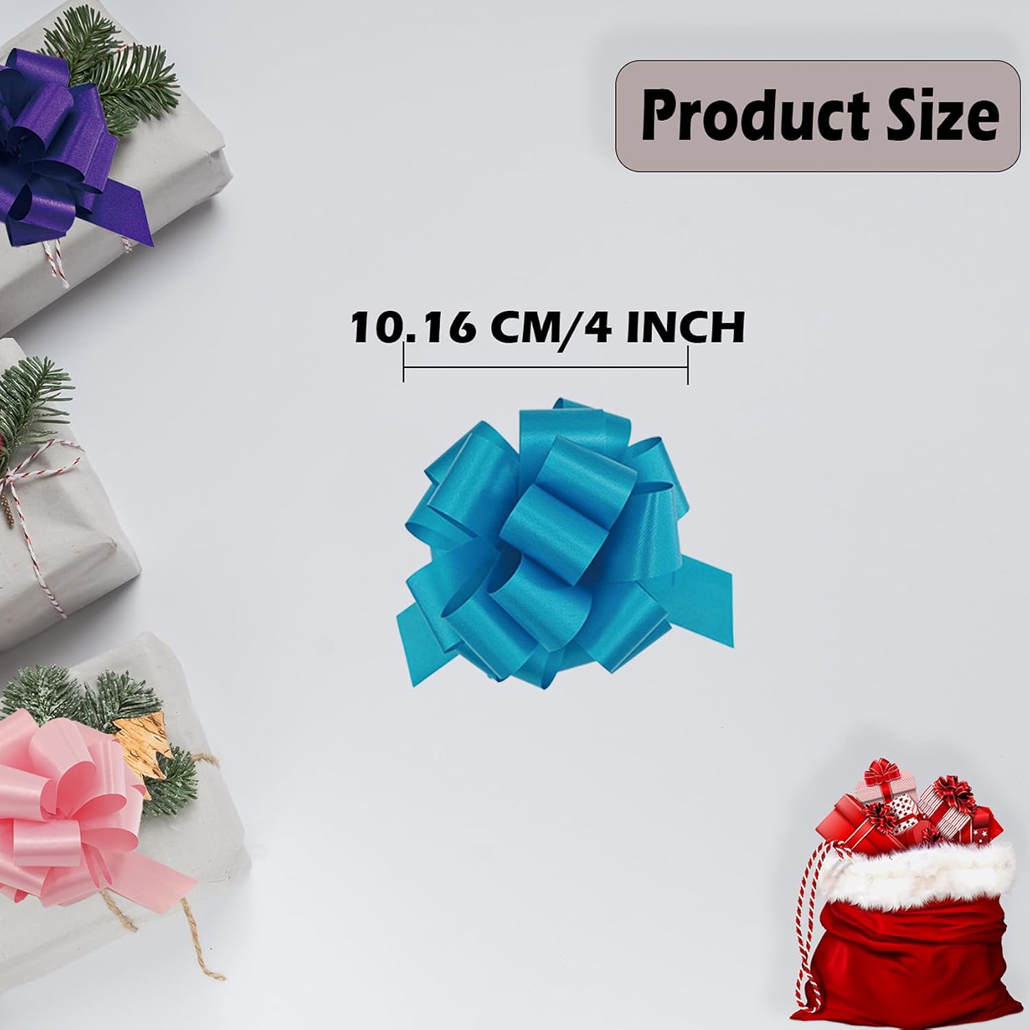 Ronly 4 Inch Small Pull Bows for Gift Wrapping, Assorted Colors Gift Bows | 15 Pcs Ribbon Bows for Wedding, Birthday, Holiday, Presents Boxes, Flower Decor, Anniversary Party Christmas Decor Accents