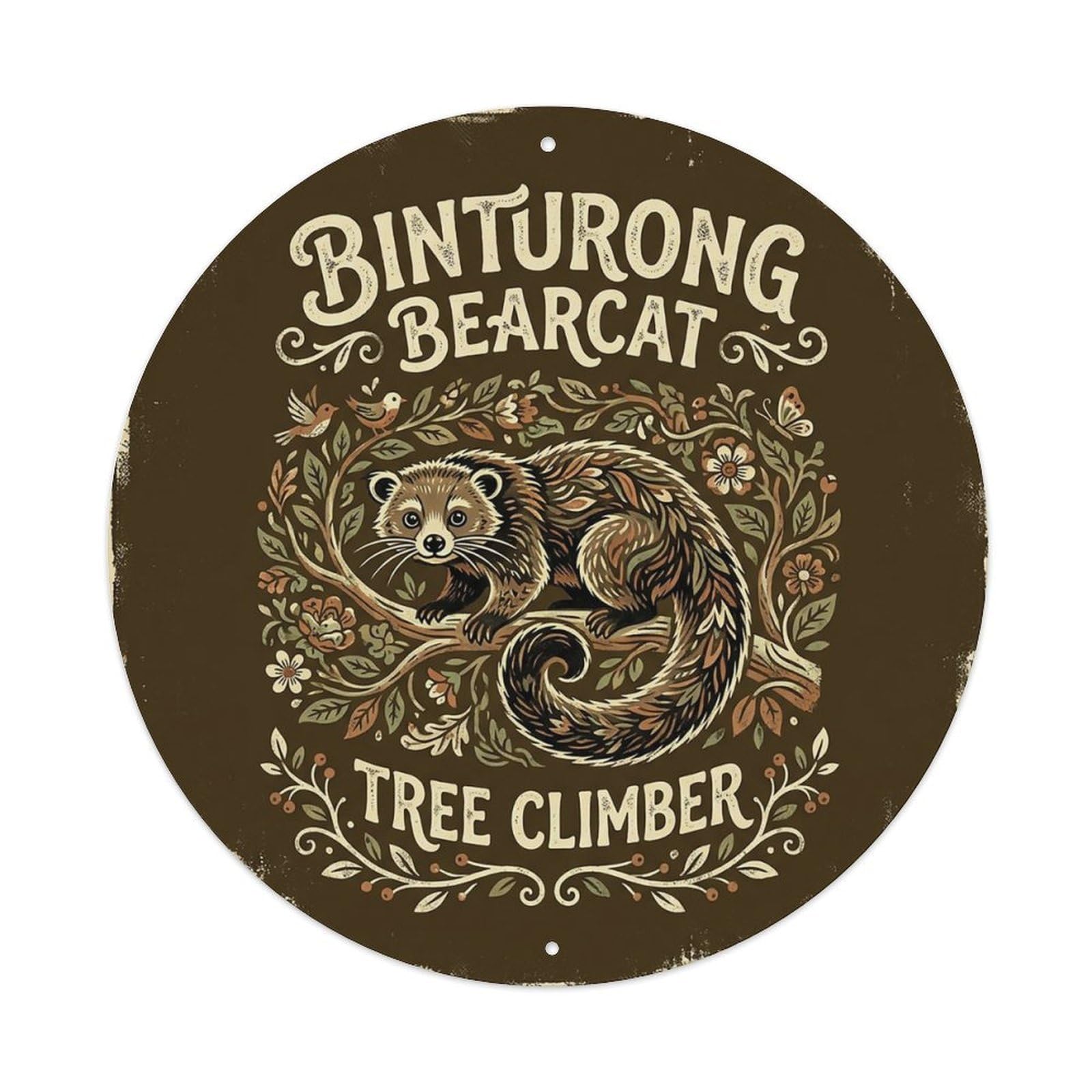 Cxhjca 8X8inch(20X20cm) Binturong Bearcat Tree Climber Metal Tin Sign