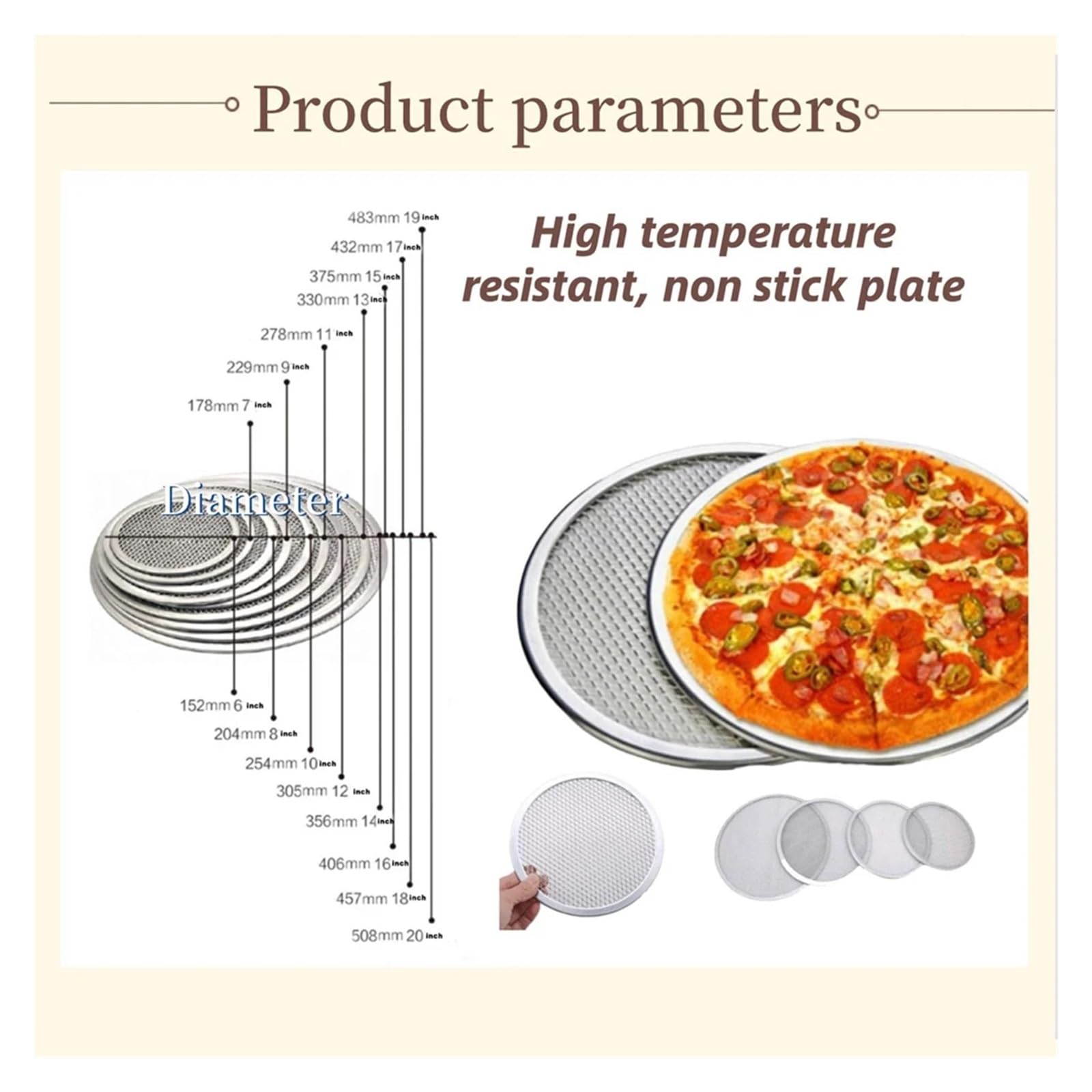 Teglia per Pizza,Teglia Pizza Teglia for pizza rotonda in lega di alluminio da 6 pezzi, 8/10/12/14 pollici, antiaderente, for forno, casa, ristorante, griglia(6Pcs 12inch 30.5cm)