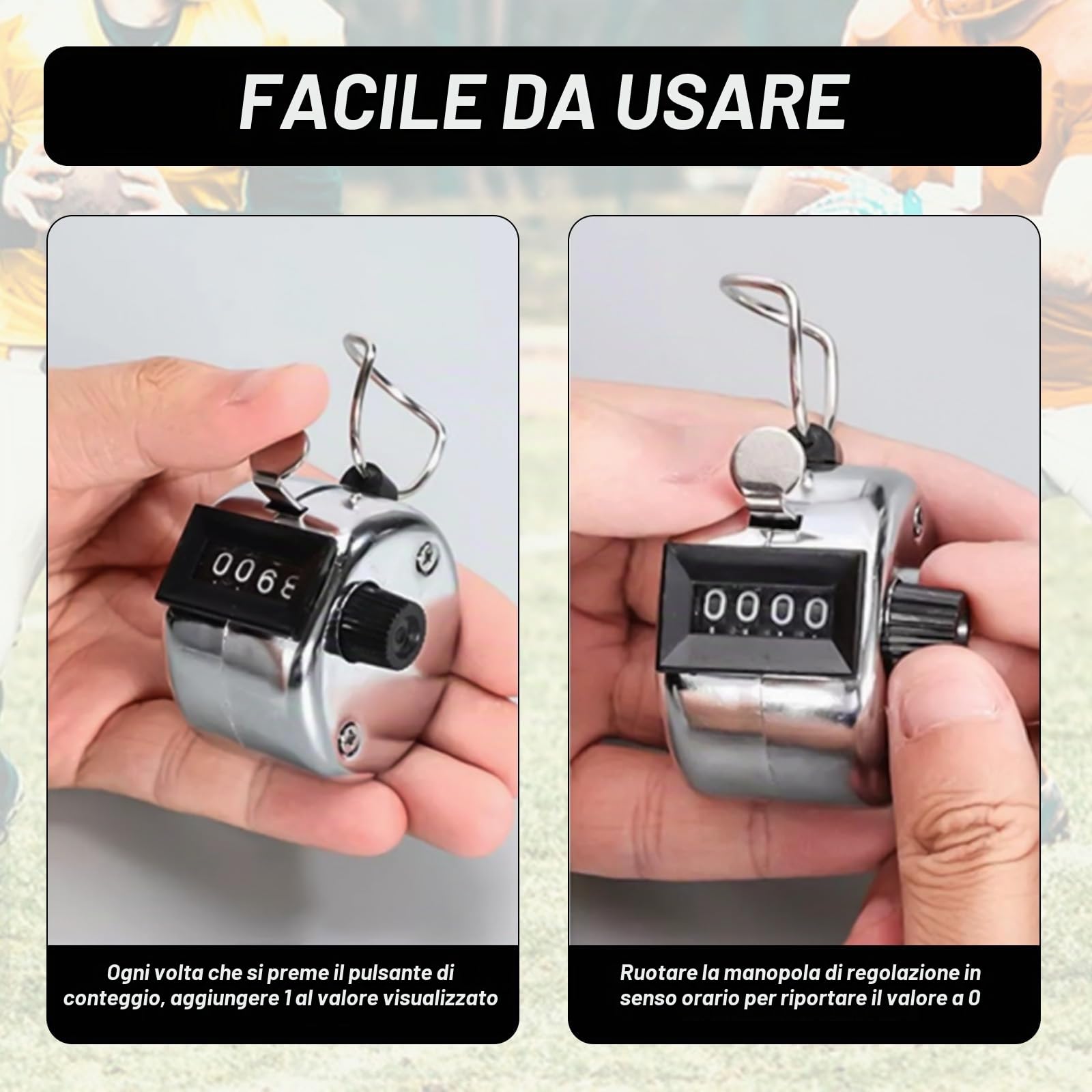 2 Pz Contapersone Manuale, Contatore Conta Persone, Contatore Manuale, Contatore a Clicker, Contatore a Mano in Metallo con Display a 4 Cifre, Contapersona Portatile per Corsa Golf Baseball