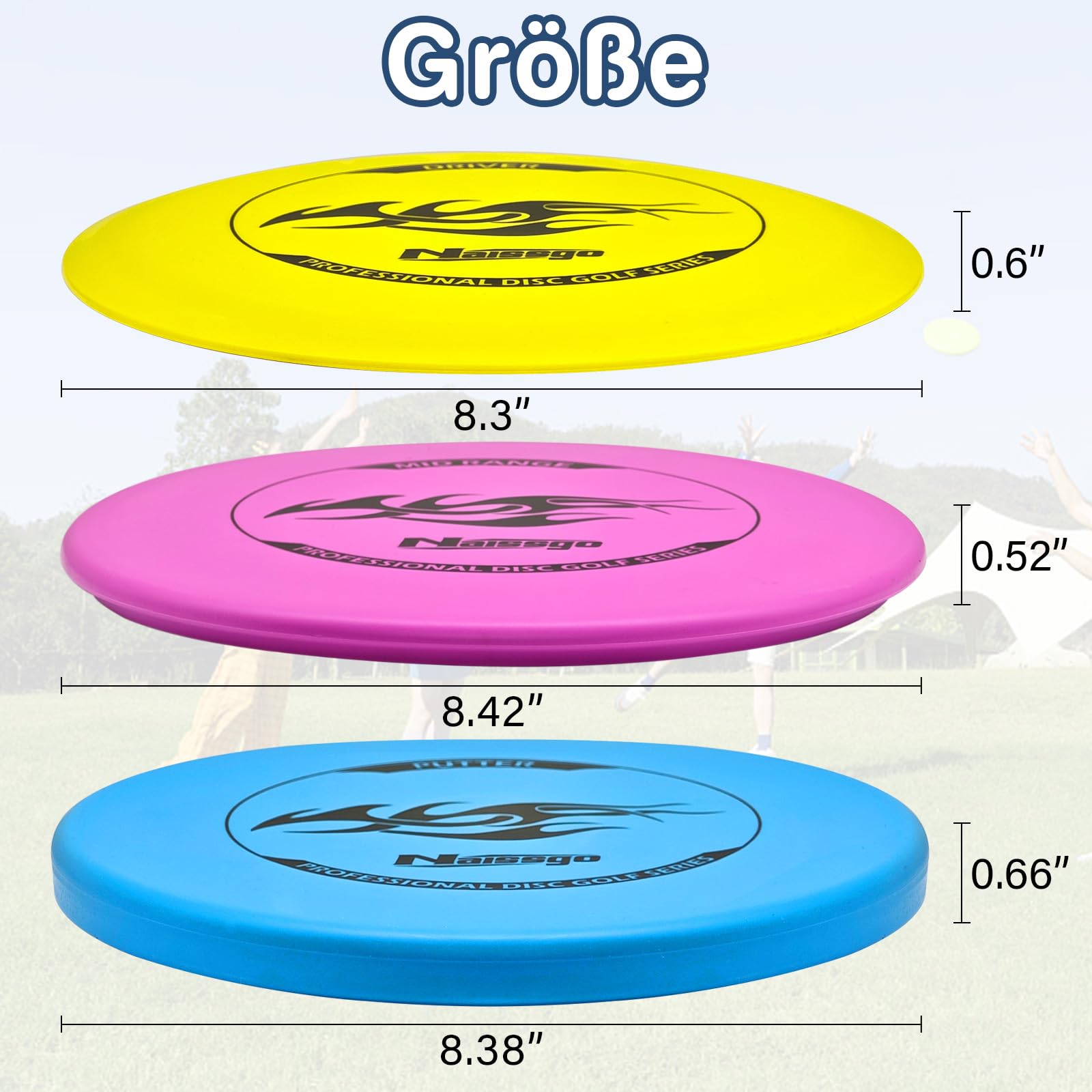 Disc Golf Starter Set für Erwachsene – 6 Discgolf Scheiben (2 Putter, 2 Midrange, 2 Driver) – Sportausrüstung für Einsteiger & Training