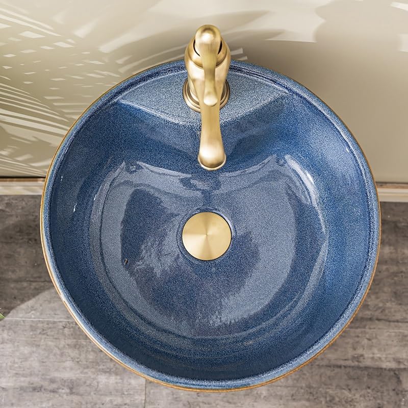 Bathroom Countertop Vessel Sink Ceramic Column Sink Wash Basin Home Bathroom Outdoor Garden Pedestal Sink Vanity