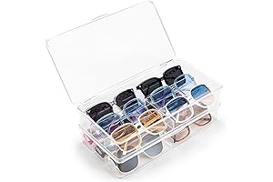 BOPai Acrylic Sunglasses Organizer with Lid, Stackable Glasses Storage Organizer - 2 Pack
