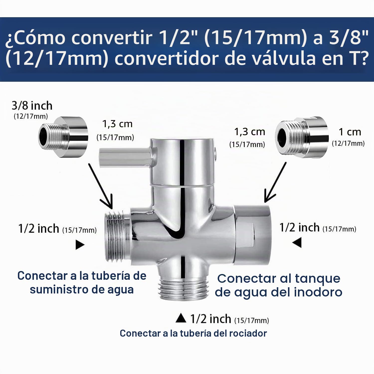 Vaporizador de baño ducha de mano bidé de acero inoxidable con válvula de 3 vías (1/2"-3/8") perfecta para higiene personal, cuidado de limpieza