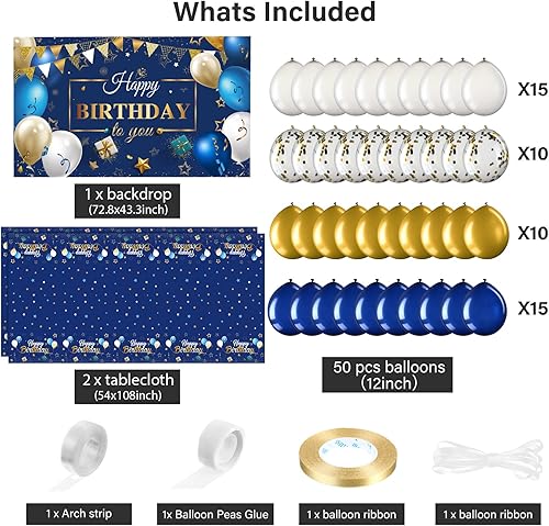 Miniatura 2 de Decoraciones para fiestas de cumpleaños, kit de globos de confeti, mantel de fondo de fotografía de feliz cumpleaños para niños, niñas, hombres,