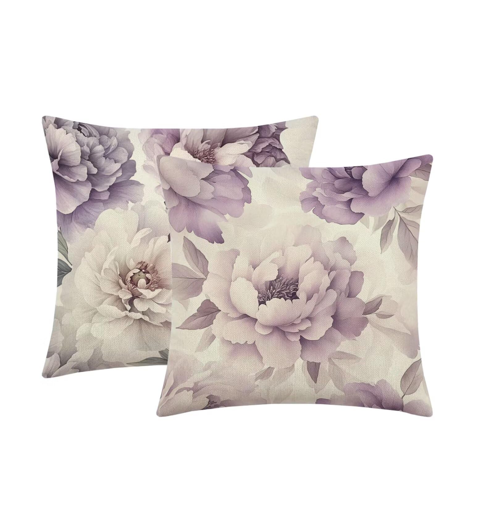 Kissenbezug 65x65cm Outdoor Kissen 2er Set Blume modern Leinen Dekokissen