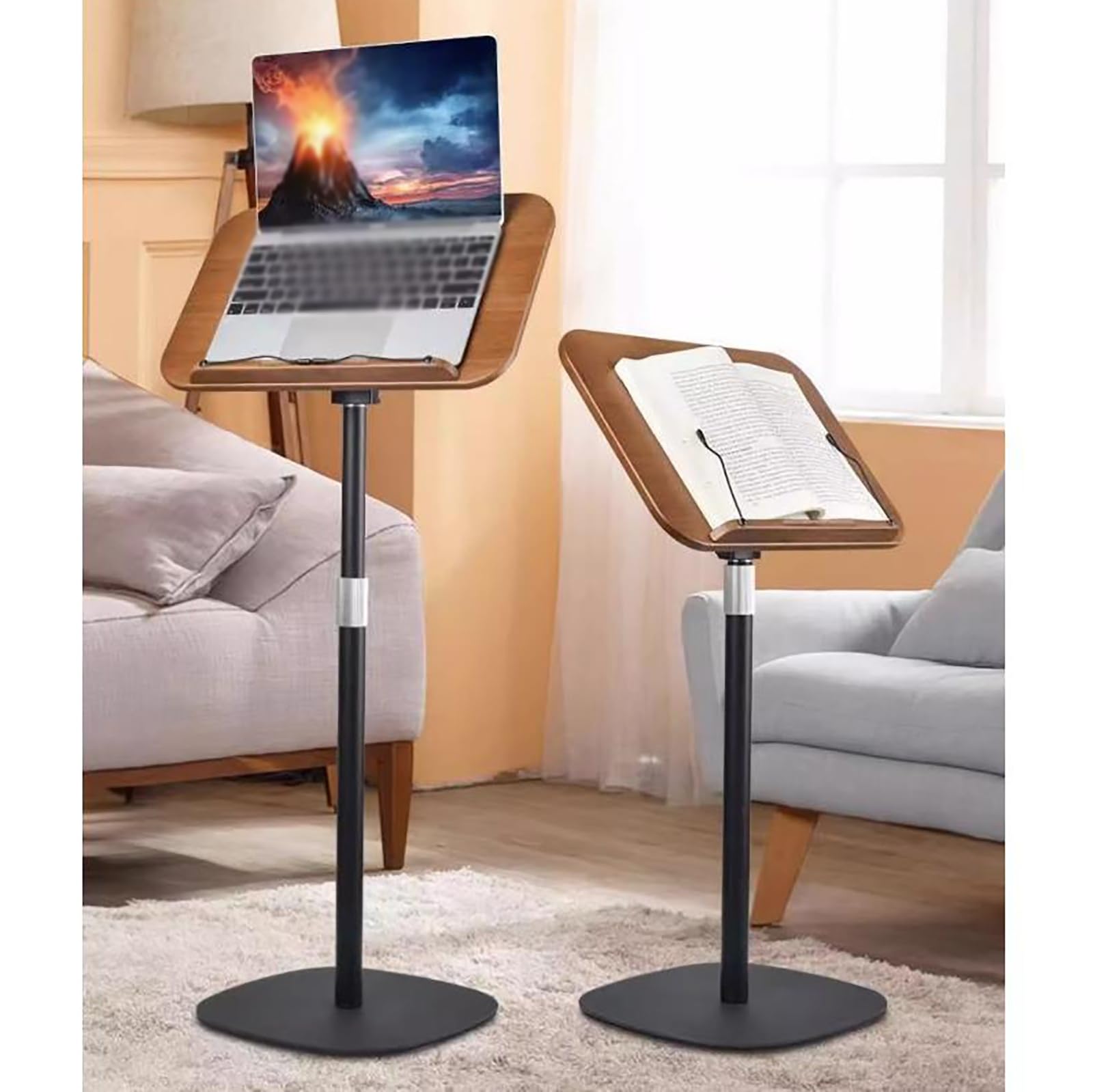 Soporte de libros de música Atril de partituras madera maciza for el hogar(1.4m)