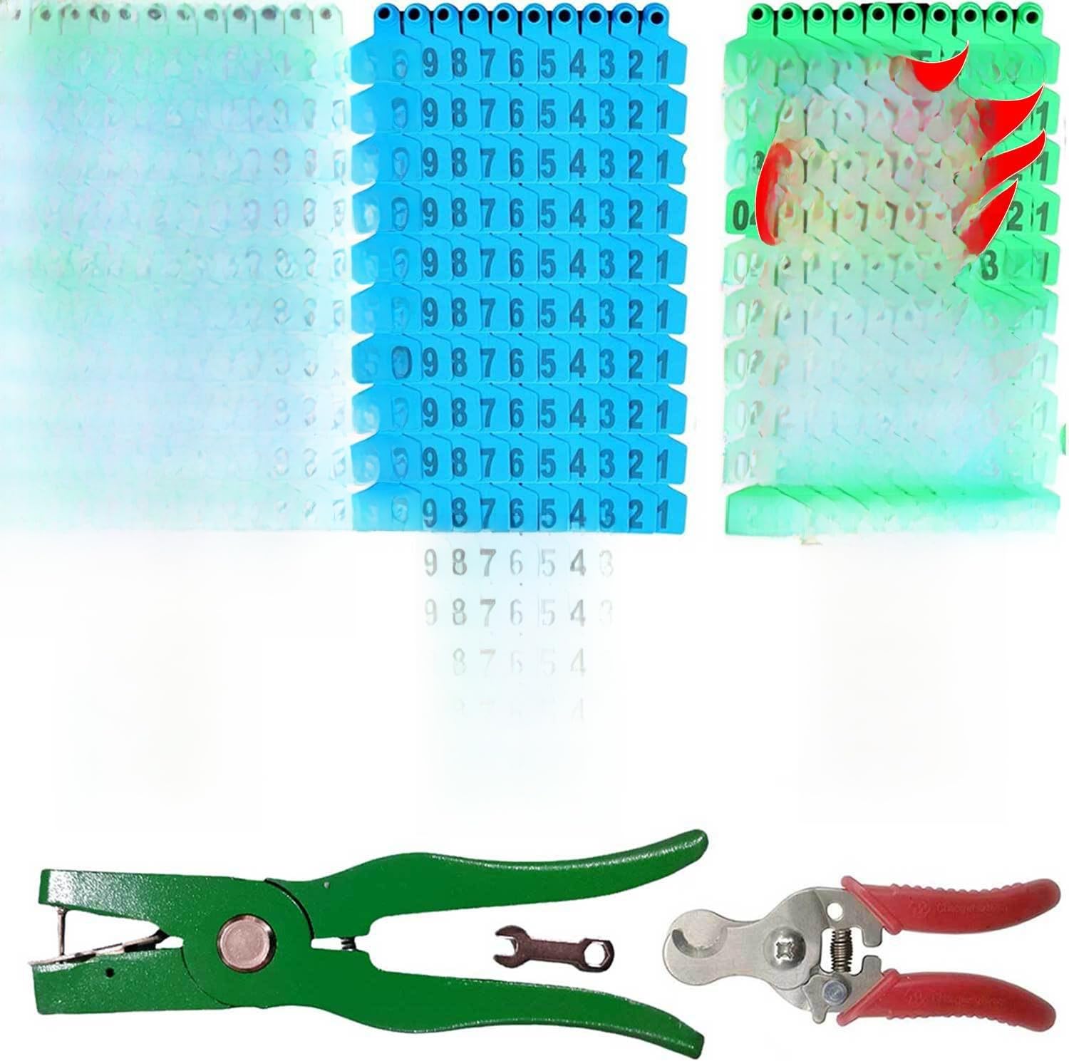 Set Etichette Orecchio Bestiame 300 Pezzi con Pinza Applicazione e
