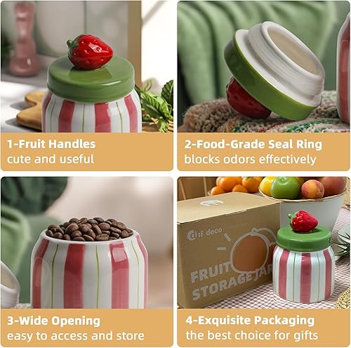 Miniatura 3 de Tarros de galletas con tapa herméticos, pintados a mano de cerámica naranja, recipientes de almacenamiento de alimentos con tapas para decoración