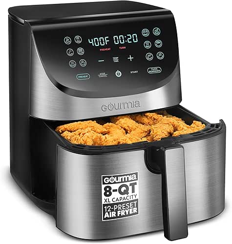 Gourmia Air Fryer - 8 Qt Extra Large Capacity, FryForce360º,