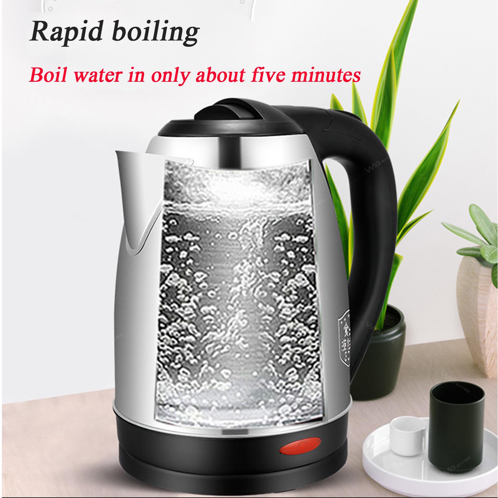 Hervidor eléctrico de 2 l, acero inoxidable 304, de ebullición rápida (1500 W, filtro antical lavable, botón para abrir la tapa, pico vertedor perfecto), plateado, talla única.