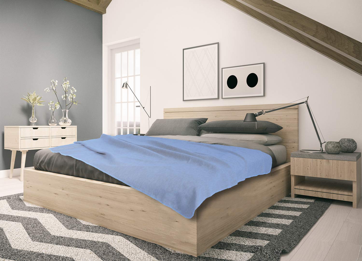 SETEX Coperta Decorativa In Puro Cotone – 200x140 Cm – Blu – Traspirante E Morbida – Made In Germany