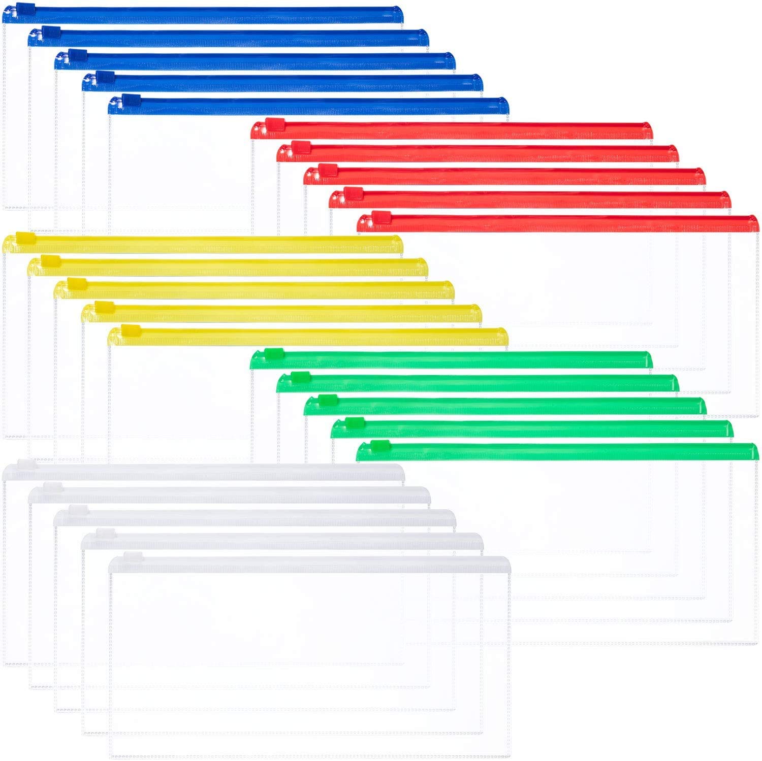 20 buste in plastica con cerniera, formato A6, 5 colori, per documenti da 22,9 x 11,9 cm
