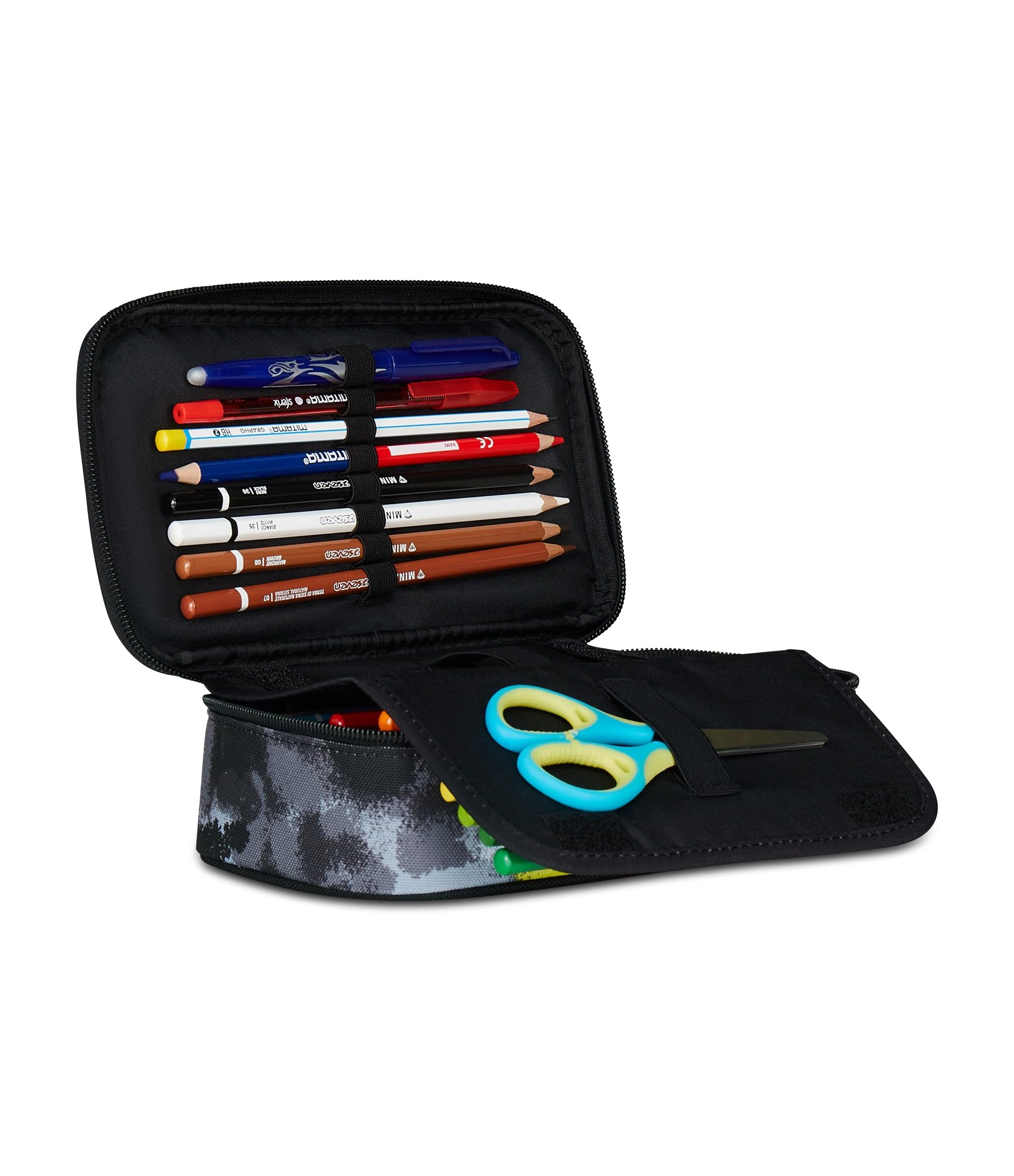 Seven Astuccio Scuola Quick Case, Grigio, Portapenne Completo di Penne, Matite, Colori, Accessori Zaino, Scuola Elementare e Media, Bambino, Ragazzo