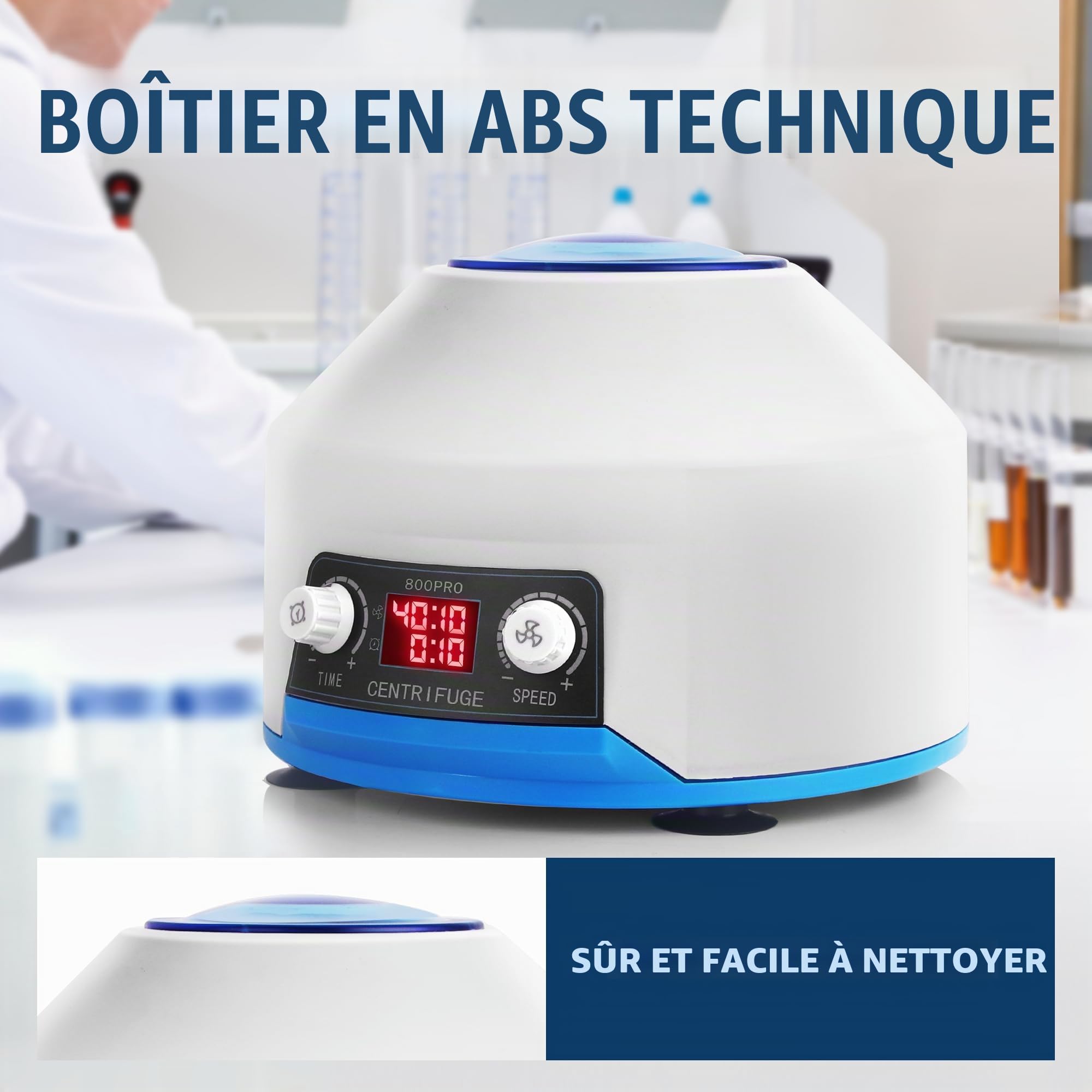 Centrifugeuse Laboratoire 6x15ml avec écran LCD, Centrifugeuse PRP Plasma 4000rpm, limite de 100min, 1953xg, pour le sang, le plasma, la pratique médicale-220V