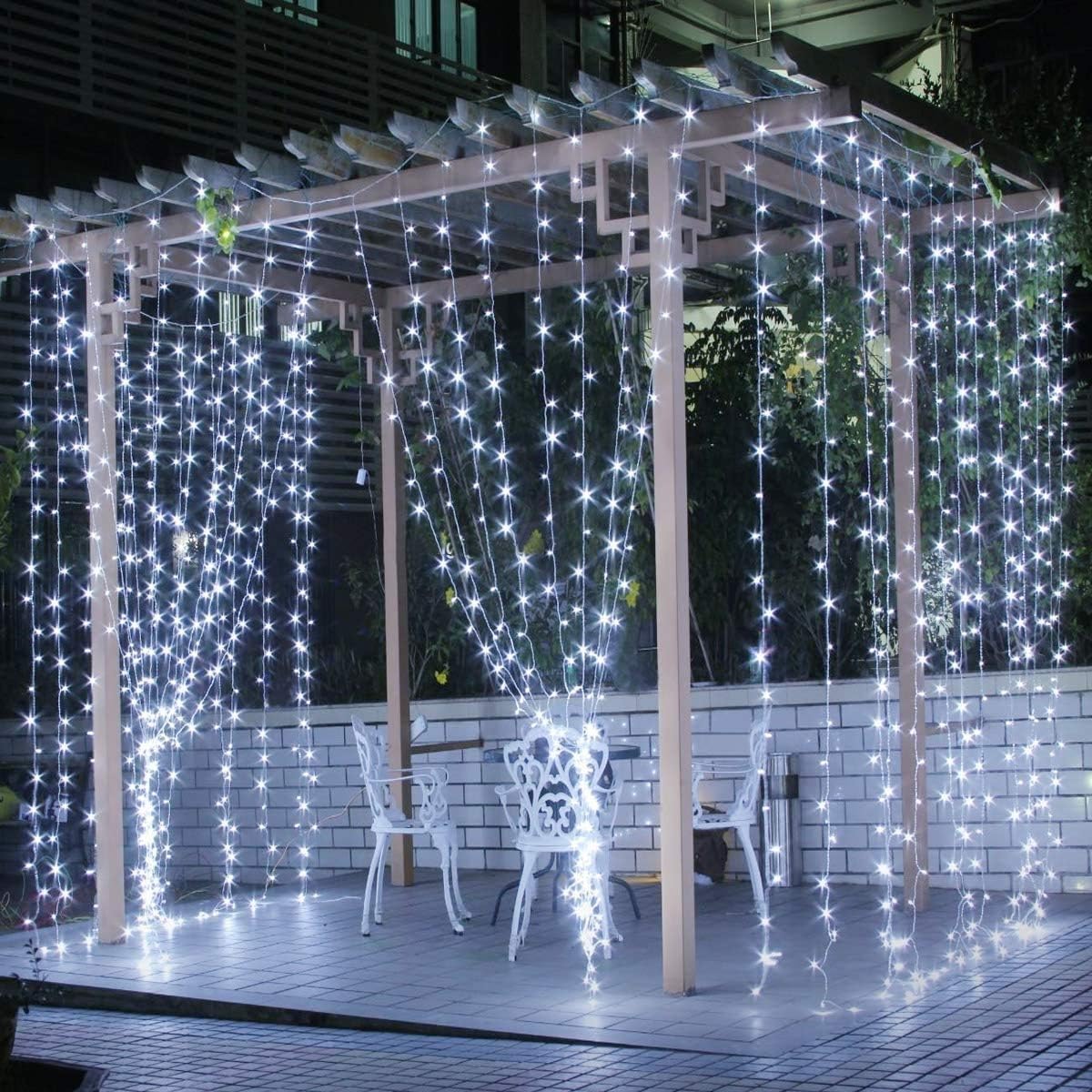 Lighting EVER 594 LED Curtain Lights, 20 x 10 ft Plug in Hanging Fairy String Lights, Wedding Party Backdrop Lights, Window Twinkle Lights for Wall, Patio, NOT Connectable (27 Strings, 9" Apart)