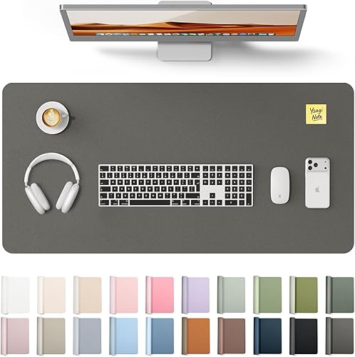 Miniatura 64 de YSAGi Protector de escritorio de piel, alfombrilla de oficina, alfombrilla grande para ratón, alfombrilla antideslizante de piel sintética, Azul