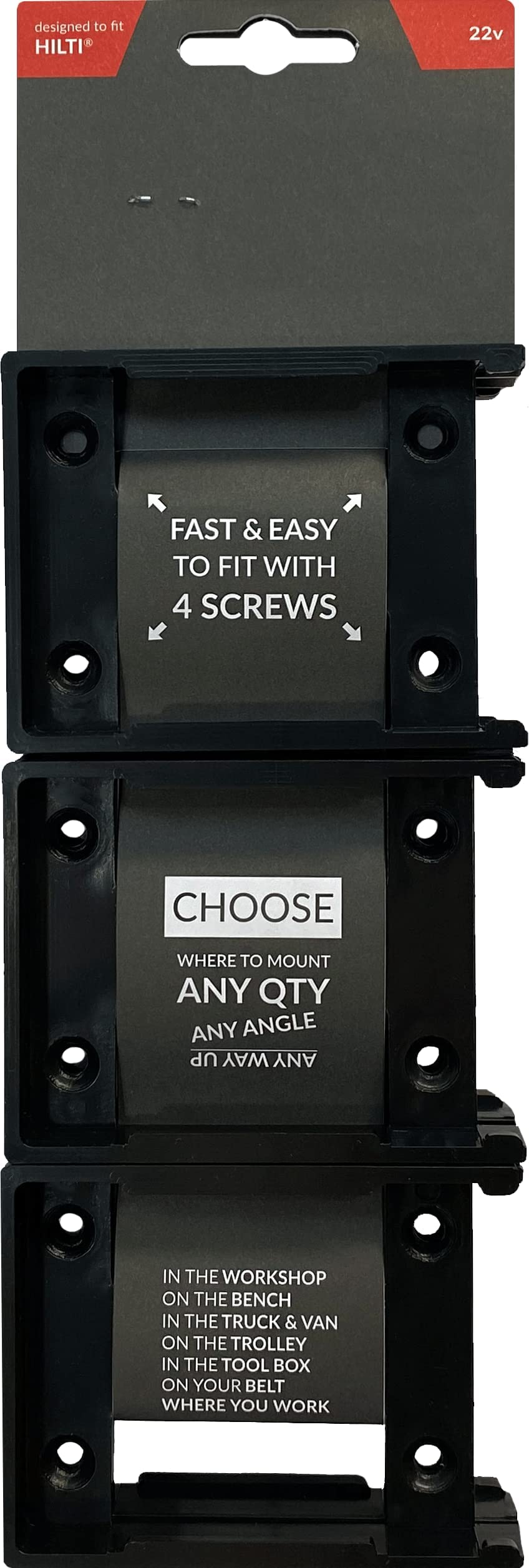 Supports De Batterie StealthMounts Pour Hilti 22v - Lot De 6 - Organisation Atelier