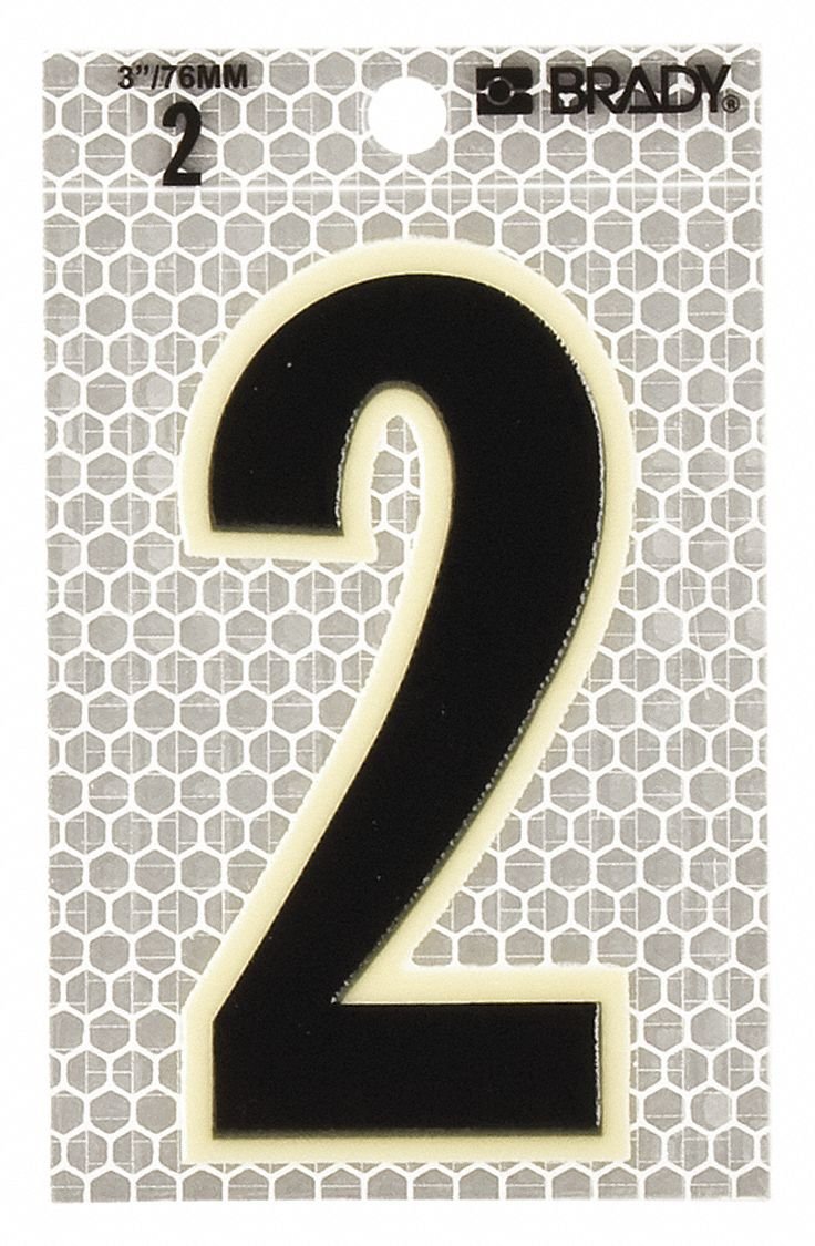 Brady 3010-2 3-1/2" Height, 2-1/2" Width, B-309 High Intensity Prismatic Reflective Sheeting, Black And Silver Color Glow-In-The-Dark/Ultra Reflective