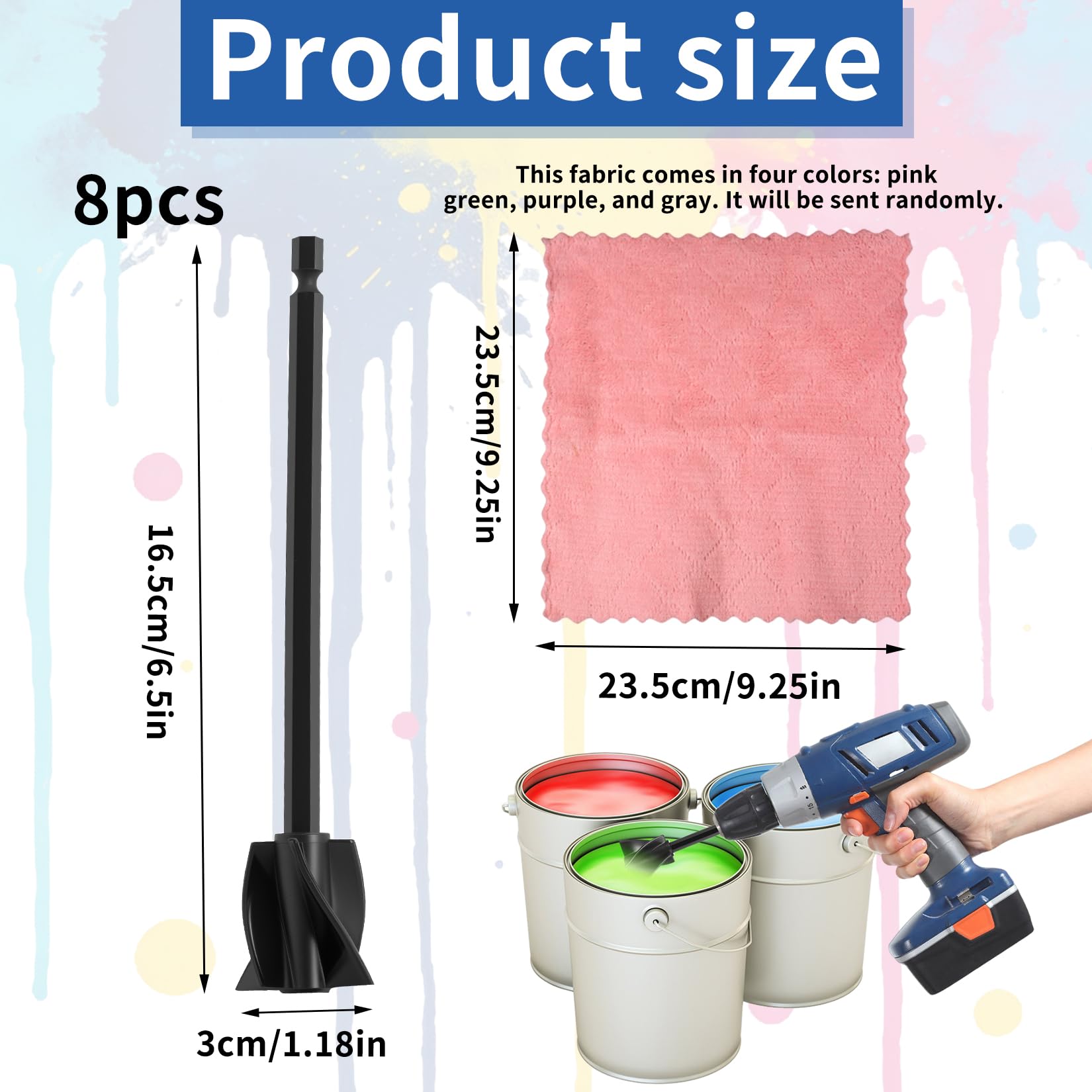 8 Pcs Agitatore per Resina Epossidica, Miscelatore per Vernici, Miscelatore Epossidico per Resinas, Agitatore per Trapano da 1/4, per Pittura Smalto ceramico Resina Epossidica + Panno per Pulizia