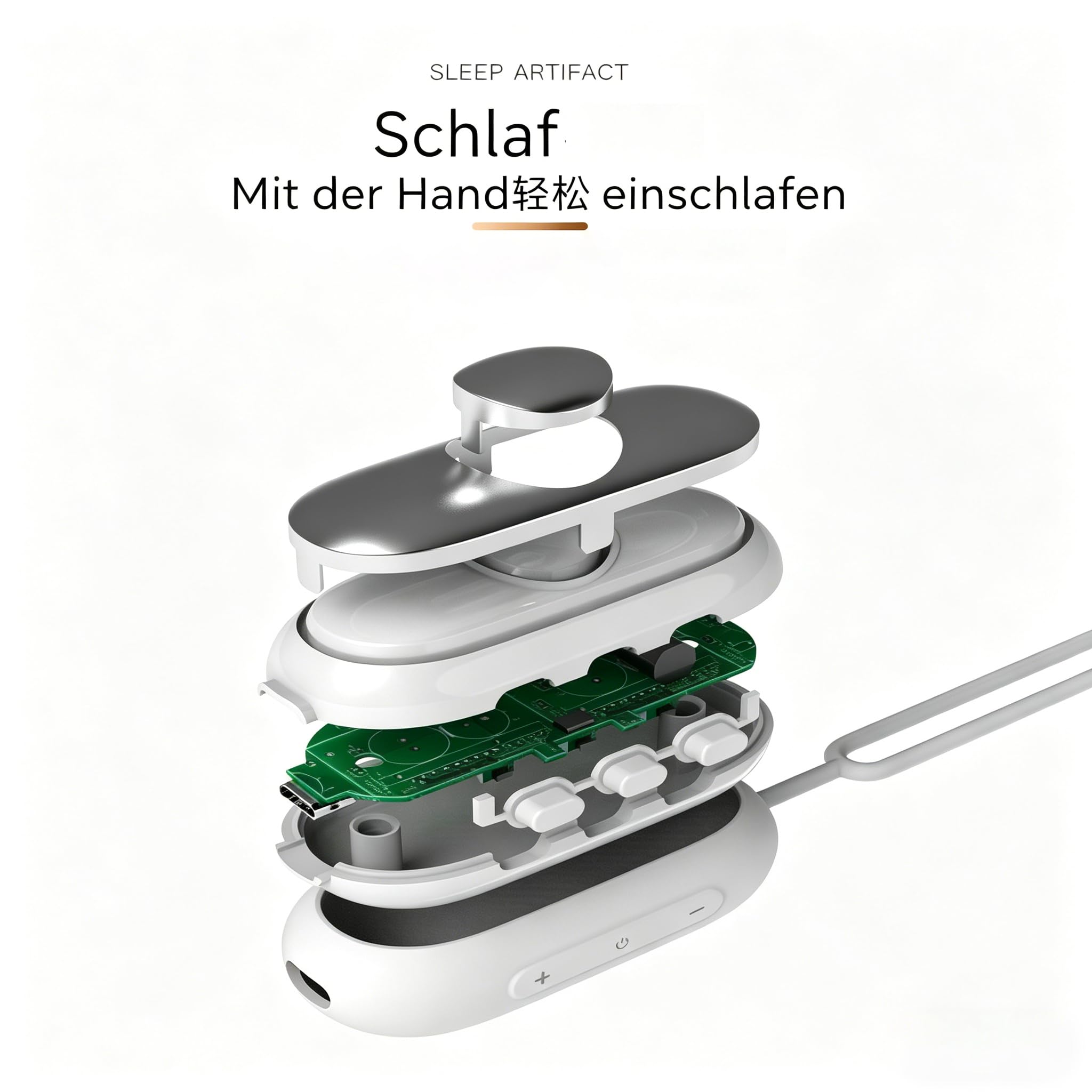 Calmbeez Gerät USB Aufladbares Einschlafhilfegerät mit Mikrostrom und elektronischem Puls - Verbessert Schlaf, reduziert Stress, bringt schnellen und tiefen Schlaf