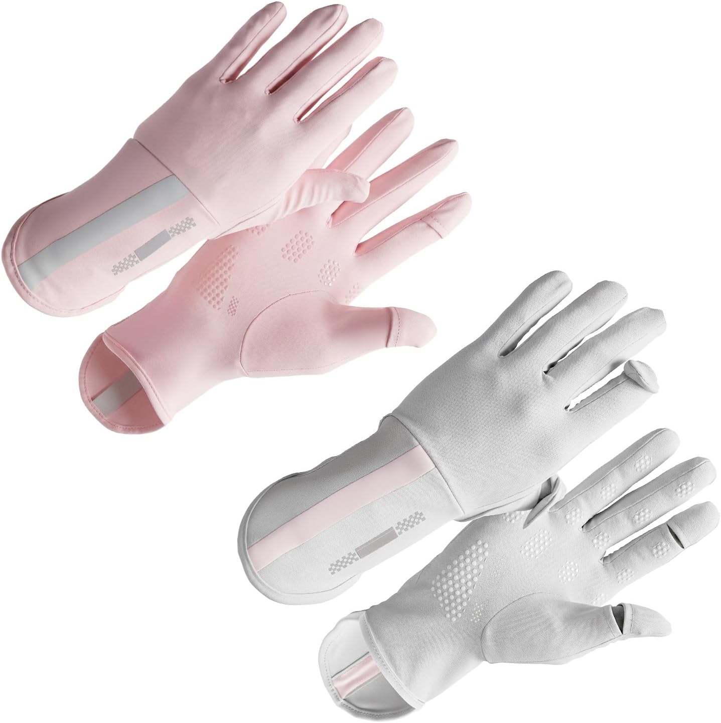 2 Pairs UV Protection Gloves for Women Man, Full Finger Sun Driving Gloves Cooling Touchscreen Glove for Summer Outdoor Cycling Hiking Silicone Grip Pink and Gray