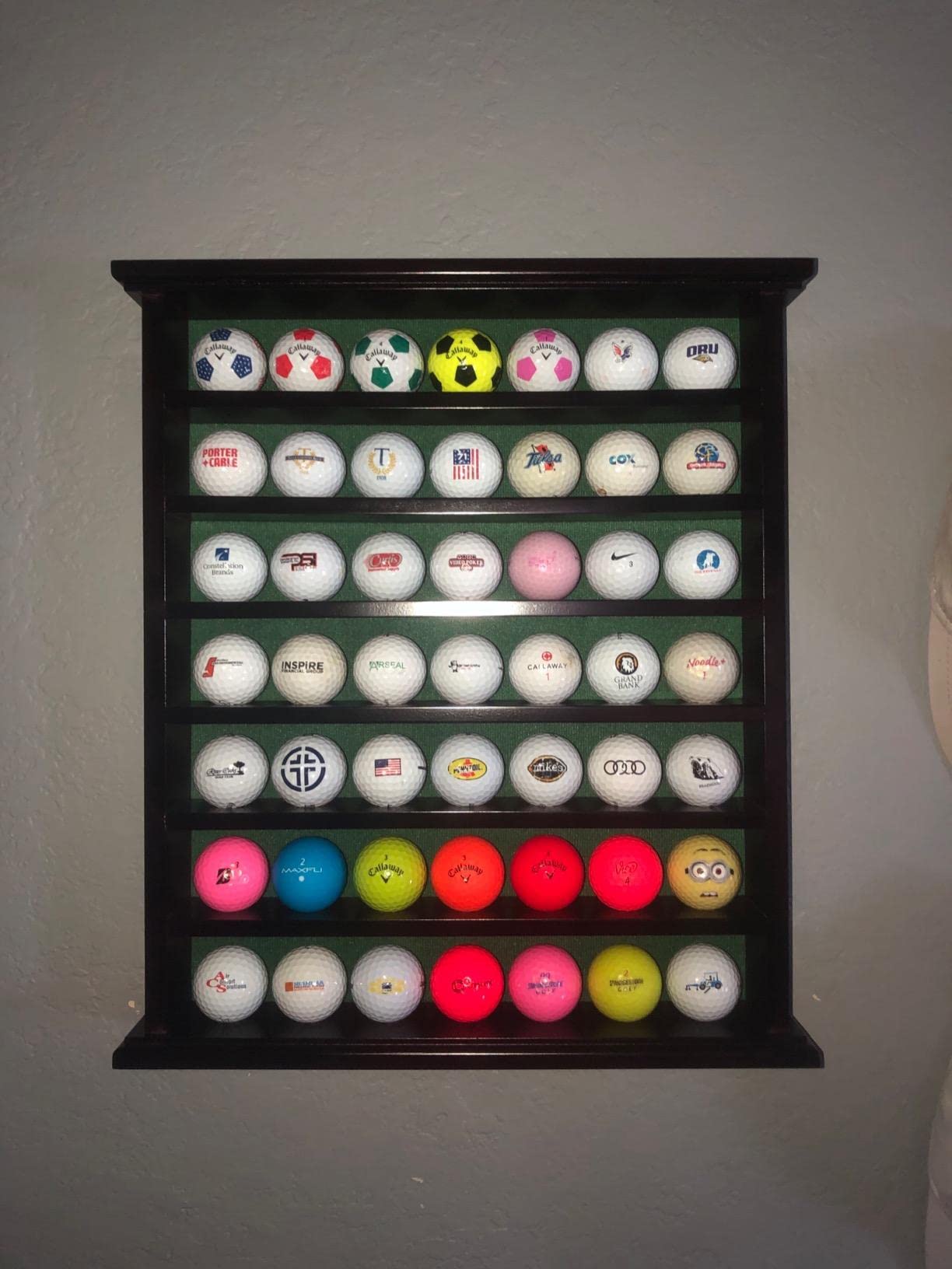 ゴルフボール49個ディスプレイケース キャビネットラック ドアなし マホガニー仕上げ GB20-MAH
