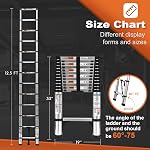 Telescoping Ladder, SocTone 12.5 FT Aluminum Lightweight Extension Ladder with 2 Triangle Stabilizers, Heavy Duty 250lbs Max Capacity, Multi-Purpose Collapsible Ladder for RV or Outdoor Work
