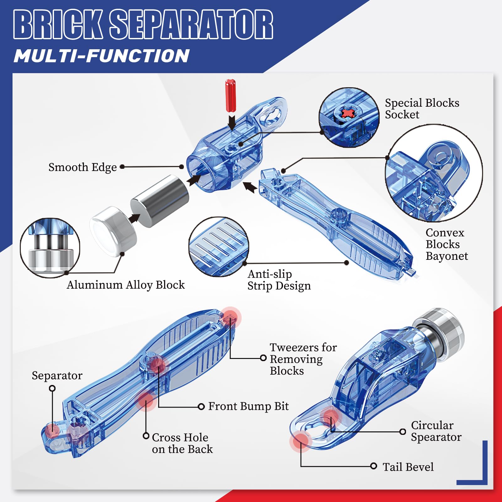 Mould King Building Blocks Separator Tool Kit Brick Tools Technic Blocks Tool Set Multi-Functional Hammer(1pcs, Random Color), M00016 - Image 2