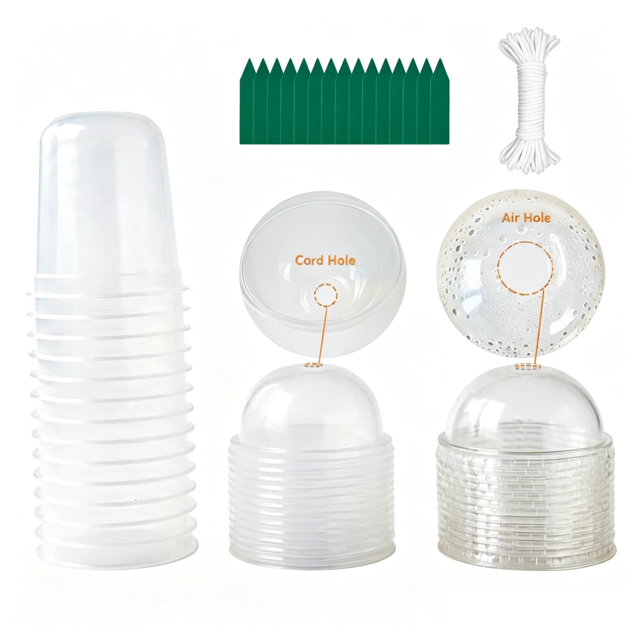 ORIMERC 15 Set Nursery Pots with Humidity Dome, Clear Nursery Pots with Drainage, Self Watering Small Plant Pots, Seedling Pots for Plants, Seed Starter Pots for Planting Vegetables Fruit (Thick)