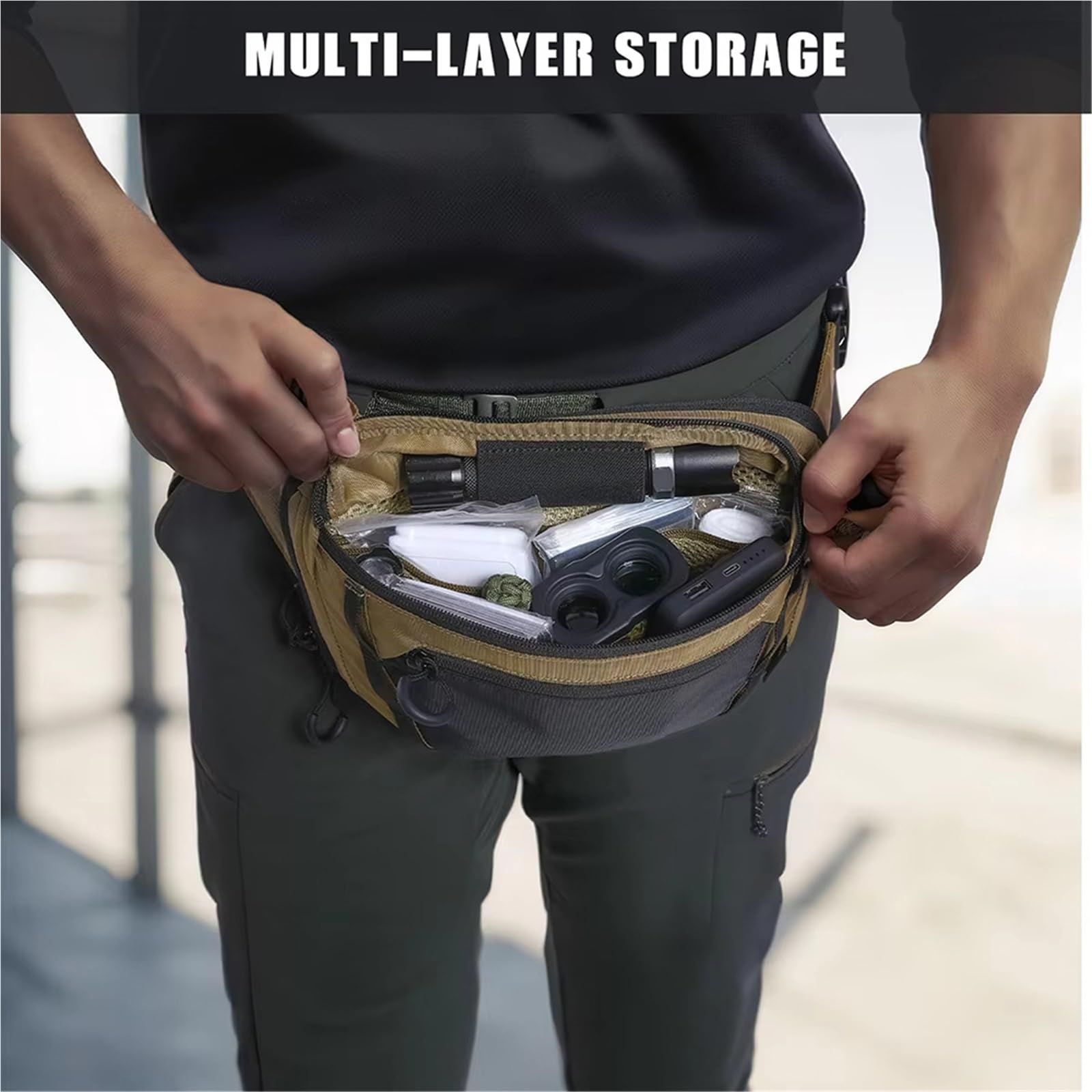Táctica CCW Riñonera - Portación Oculta Bolsa Cintura con Cinturón Ajustable Funda Universal Pistola Riñonera Uso Diario Equipo Viaje Actividades Al Aire Libre