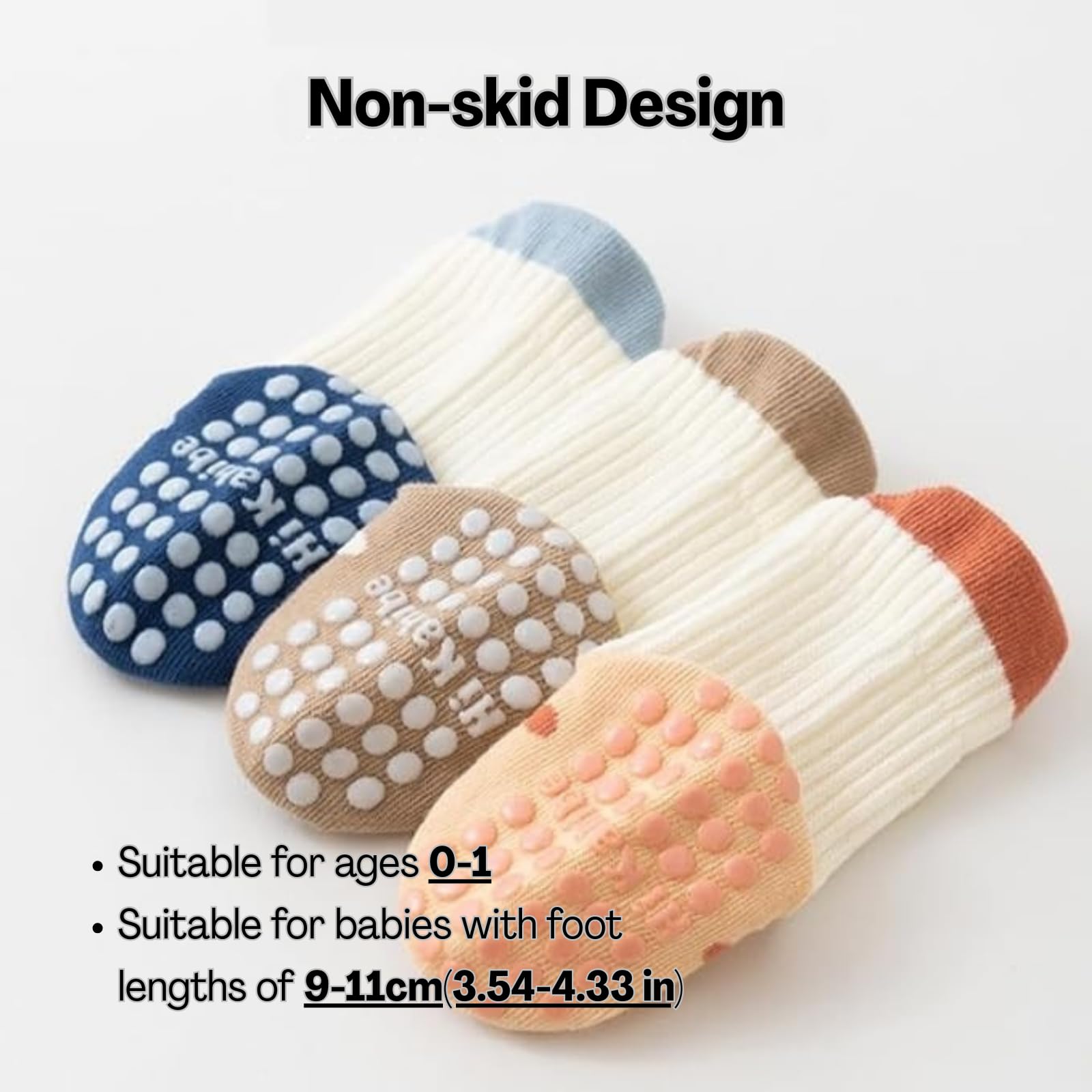 BendJoy® Anti-Slip Baby Socks for Newborns 0-12 Months Soft Cotton | Breathable | Gentle Cuff | Seamless Design