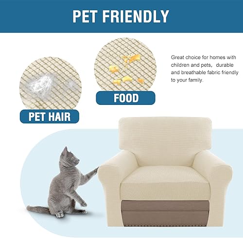 Miniatura 7 de H.VERSAILTEX Fundas para silla de varias piezas, fundas elásticas para sofá, fundas de cojín ajustables para asiento y respaldo (1 funda de asiento