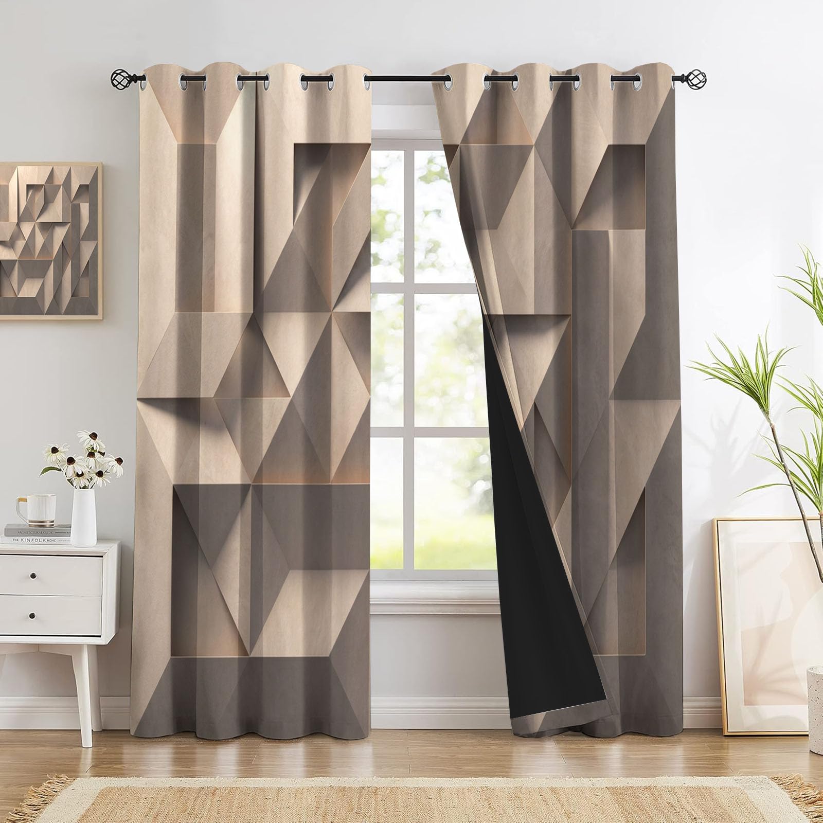 Rideau occultant haut de gamme 140x160cm au design géométrique moderne
