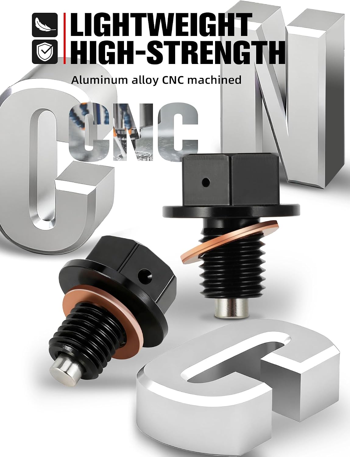 Motorcycle Magnetic Oil Drain Plug Bolt with Red Copper Crushed Washer CNC for CRF110F CRF110 CRF 110 Dirt Pit Bike Black