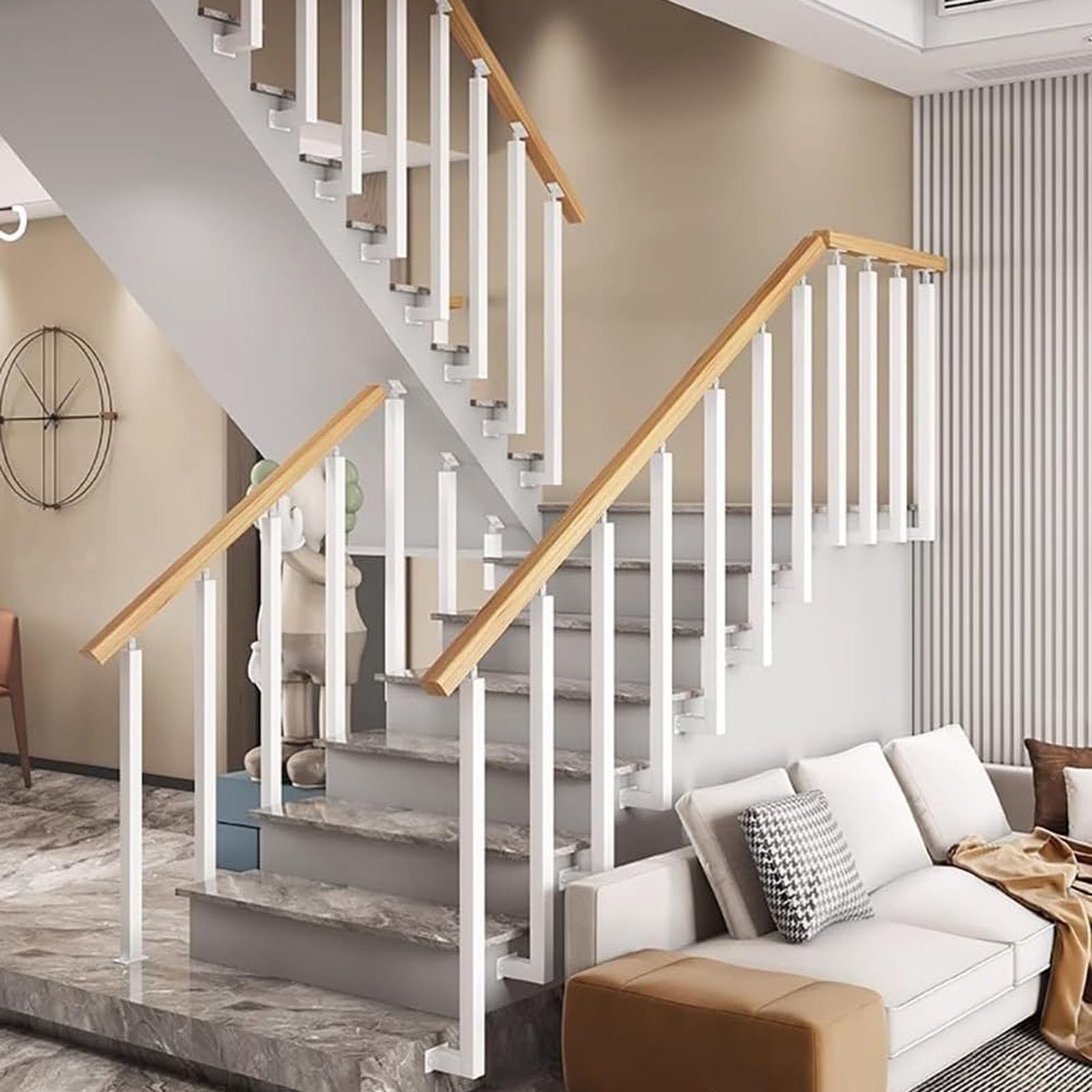 Kwadratowe metalowe balustrady na pokłady, werandy i korytarze, kolumna ochronna 120 cm do użytku wewnątrz i na zewnątrz, 1 sztuka, stylowy design