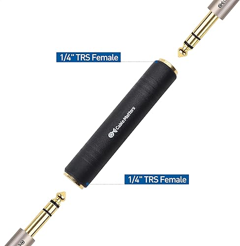 Miniatura 5 de Cable Matters Paquete de 2 adaptadores de extensión TRS de acoplador 14 (adaptador TRS hembra a hembra de 14 pulgadas)