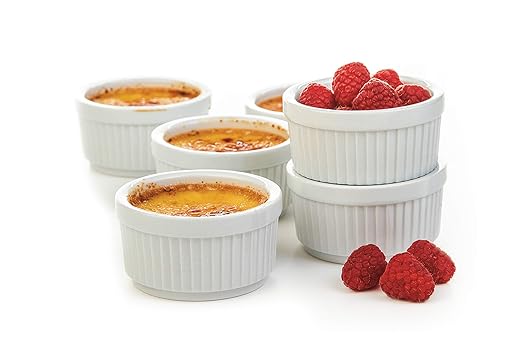 Prepworks by Progressive Porcelain Stacking Ramekins-Set of 6 for Baking, Crème Brulee Dishes, Souffle, Flan Pan Sauce, Custard, Pudding Cups, Dipping Bowls