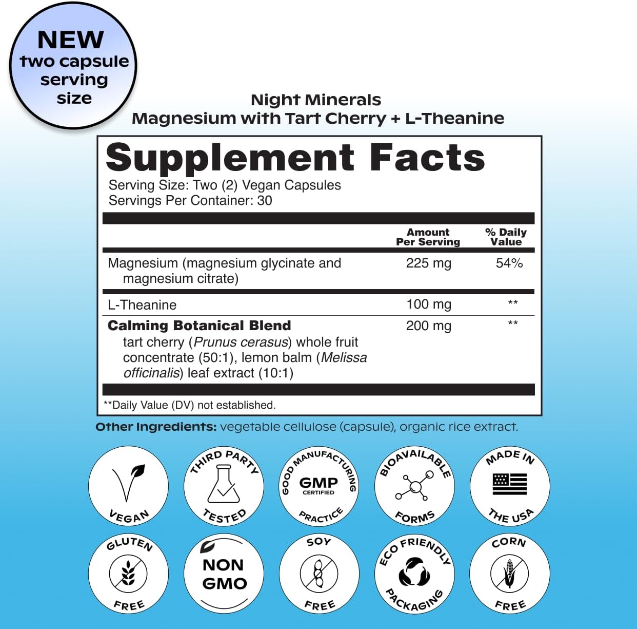 wholier Magnesium Glycinate, L-Theanine, Tart Cherry Juice. Natural Support for Sleep, Stress + Relaxation. Melatonin-Free. Night Minerals. (60 Vegan Capsules) Glass Bottle - Image 5