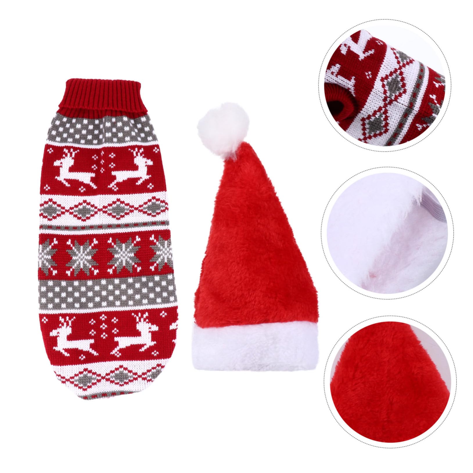 HMJGDHX 2 Pezzi Renna Vestiti per Animali Domestici Maglione di Natale Cane Vestiti Caldi Costume per Cuccioli Abbigliamento per Animali Cappello per Le Occasioni Invernali
