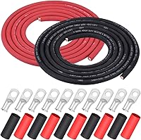 Vista 15 de iGreely Alambre Calibre 6 AWG 20 Pies Negro + 20 Pies Rojo Batería de Soldadura Cable Ultra Flexible de Cobre Puro + 5 pzs de Conectores de Terminal