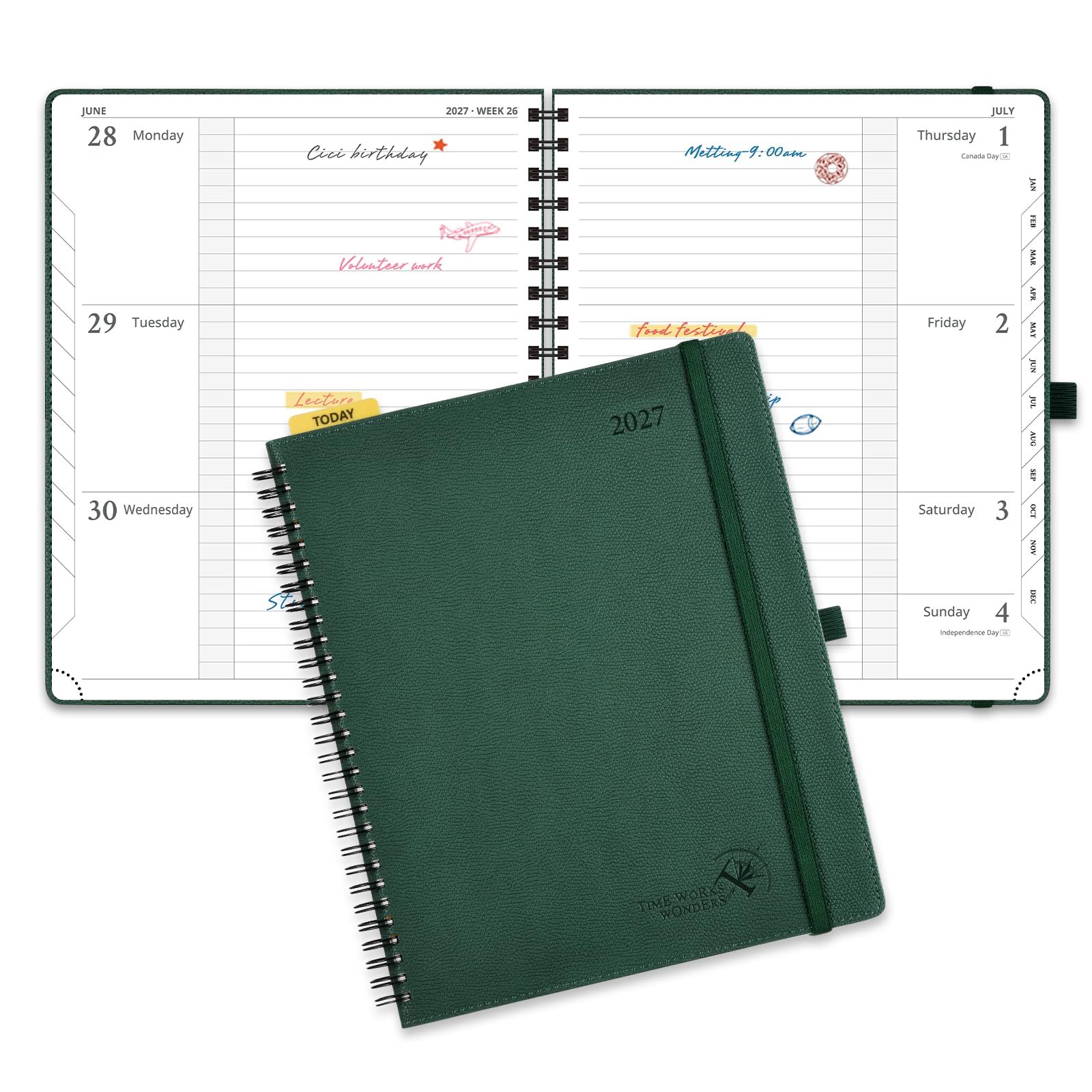 POPRUN A4 2027 Diary Week To View Large Diary Softcover Weekly Planner